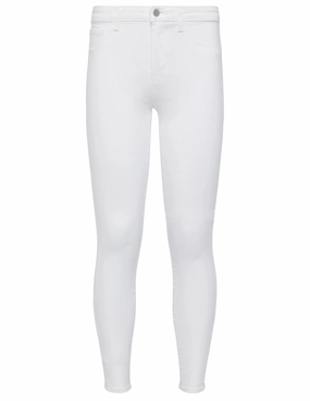 L'AGENCE Marguerite High Rise Jeans In White Garment Dyed Texture
