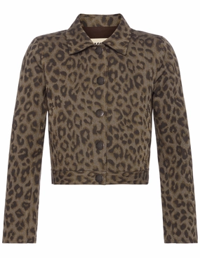 Professional Wear Convertible legs L'AGENCE Marla Cropped Cotton Jacke in Tan Multi Leopard