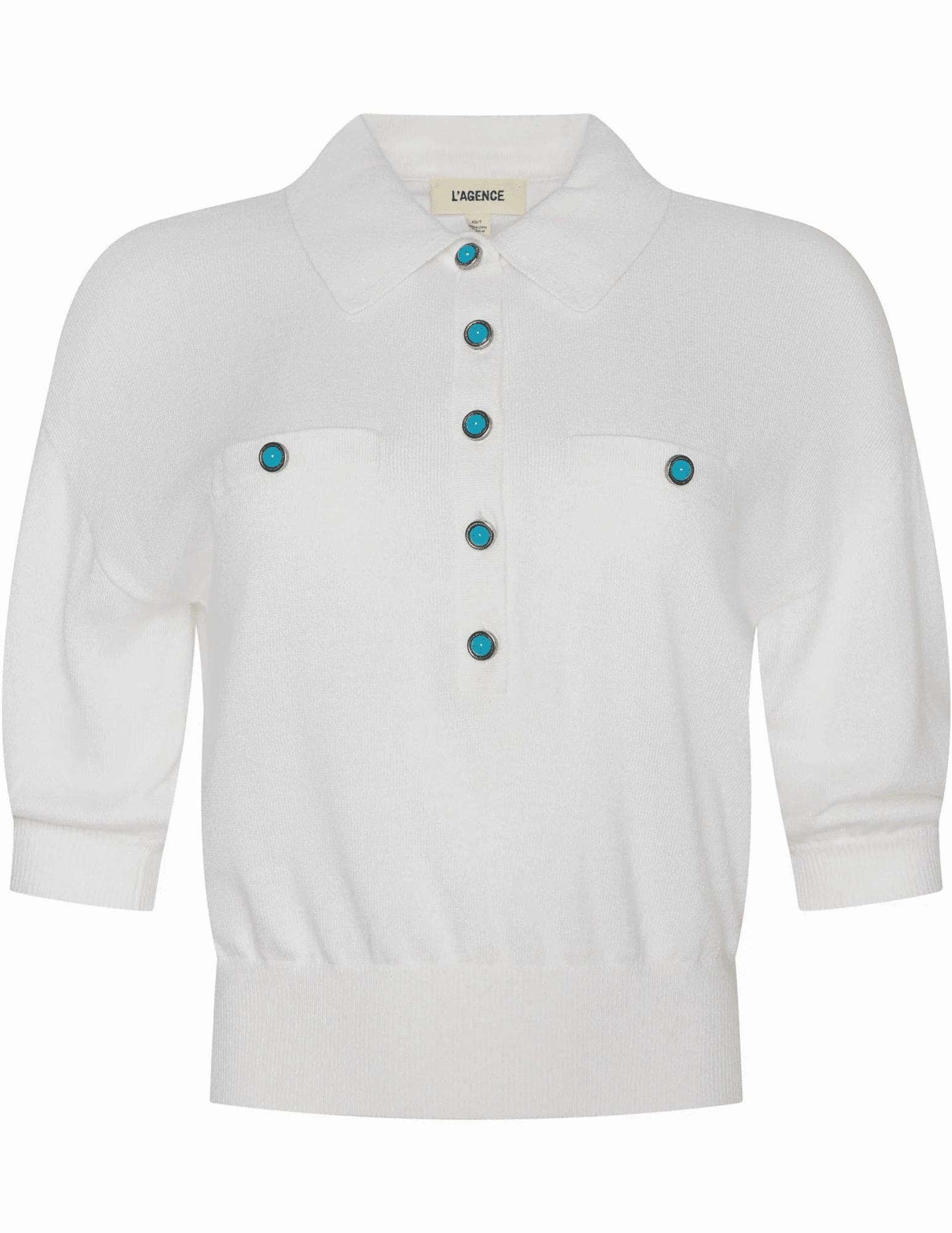 L'AGENCE Masaki Short Sleeve Sweater Multi Pocket Configuration