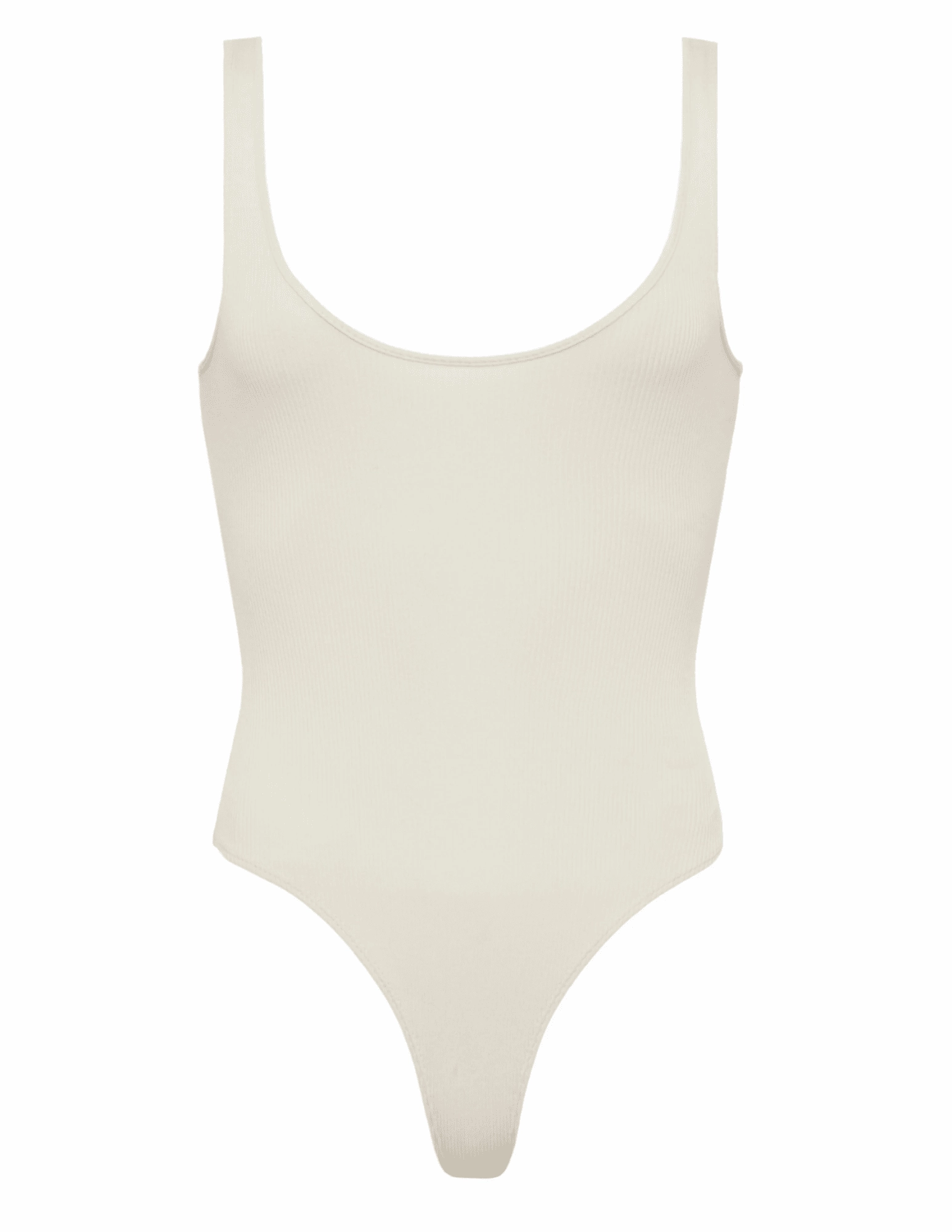 L'AGENCE Nica Scoop Neck Bodysuit in Ivory elastic waistband