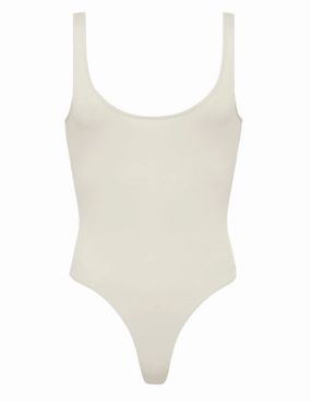 Stackable L'AGENCE Nica Scoop Neck Bodysuit in Ivory