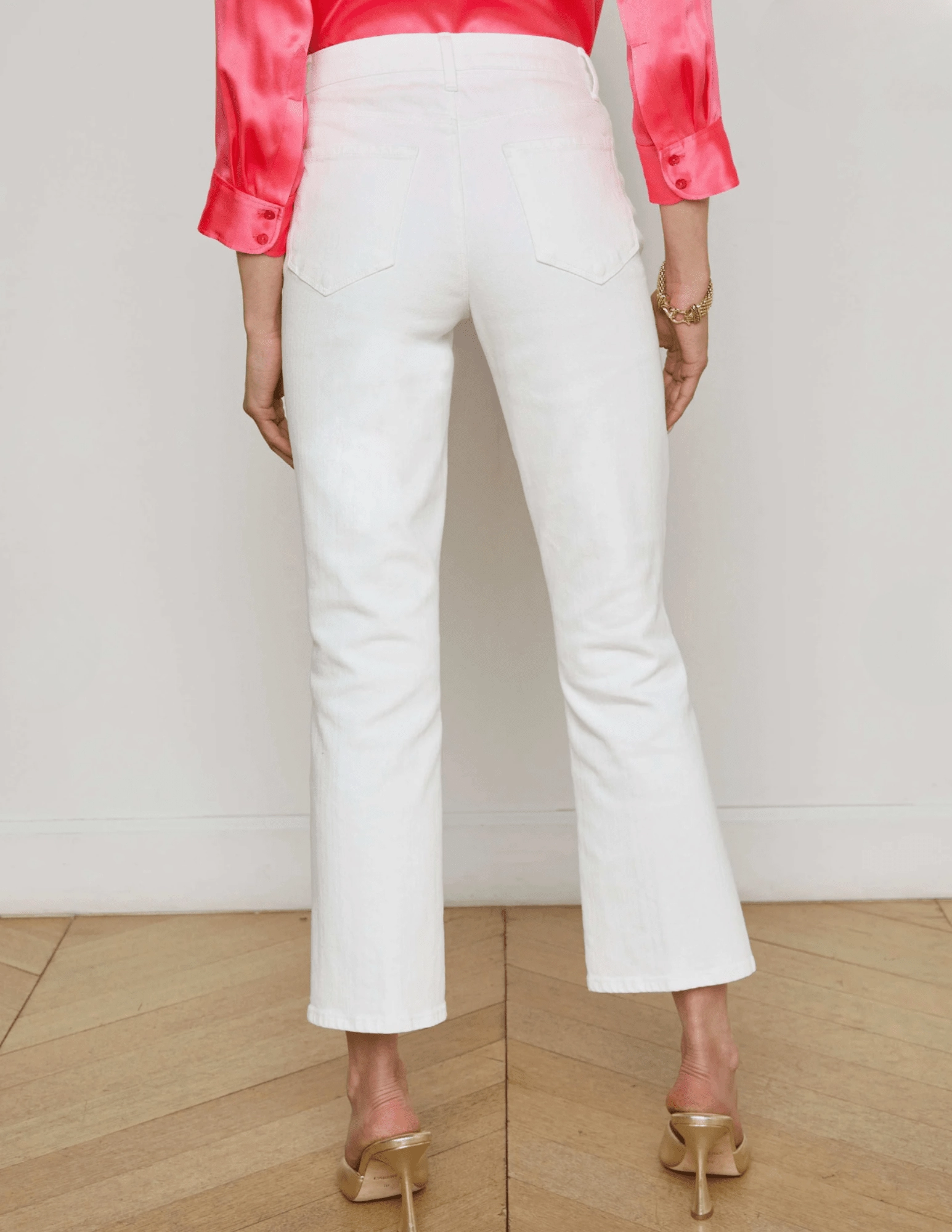 L??AGENCE Noya Cropped Slim Flare Jeans in Blanc Utility Style Outfit Plan