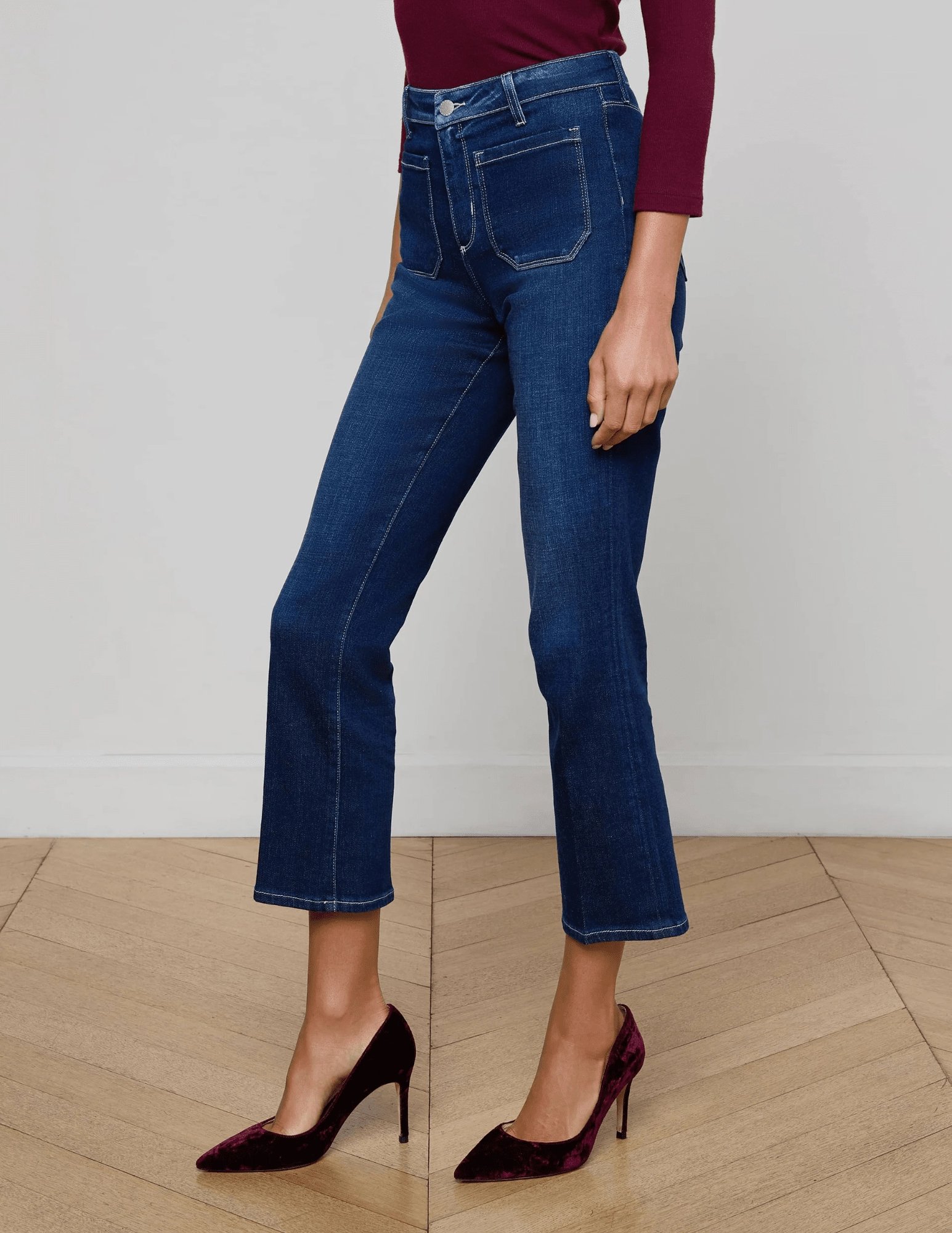 L'Agence Noya Cropped Slim Flare Jeans in Sterling Cool Classic
