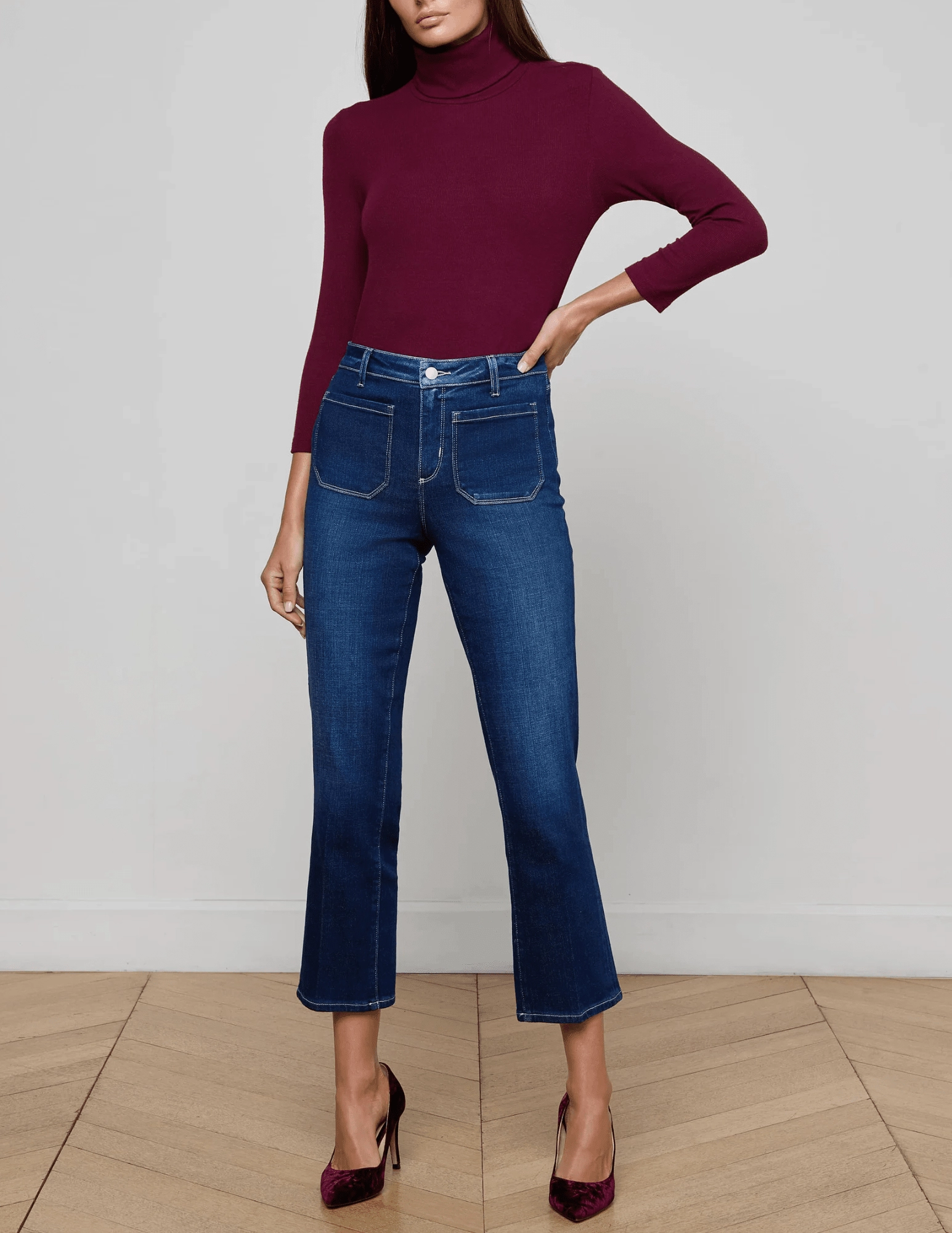 L'Agence Noya Cropped Slim Flare Jeans in Sterling Comfortable Style Parent Style Trendy Breathable