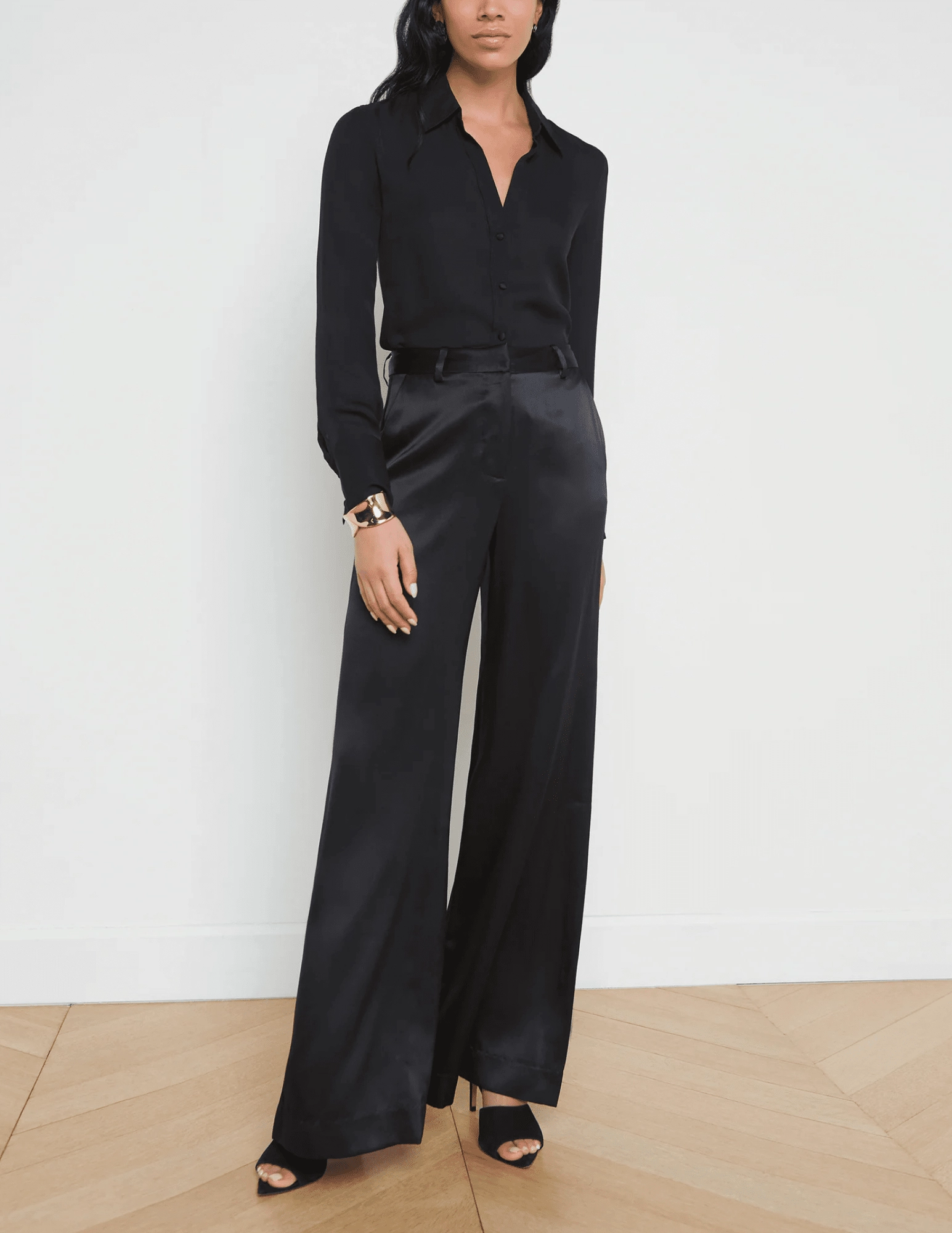 Perfect Fit DurableReinforcedMaterial L'Agence Pilar Silk Wide Leg Pant