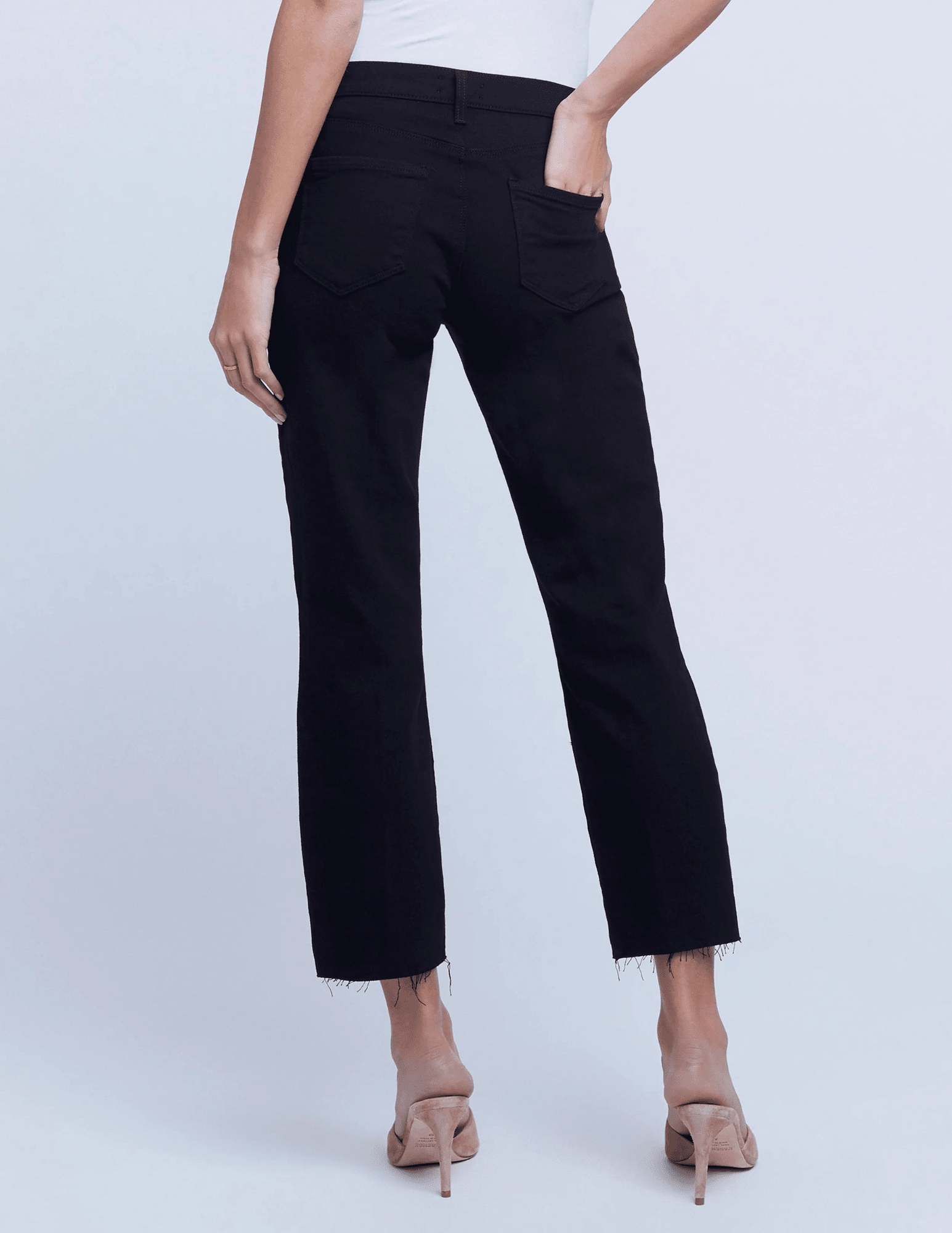 RegularFit MultiPocket L'AGENCE Sada High Rise Cropped Slim Jeans In Black