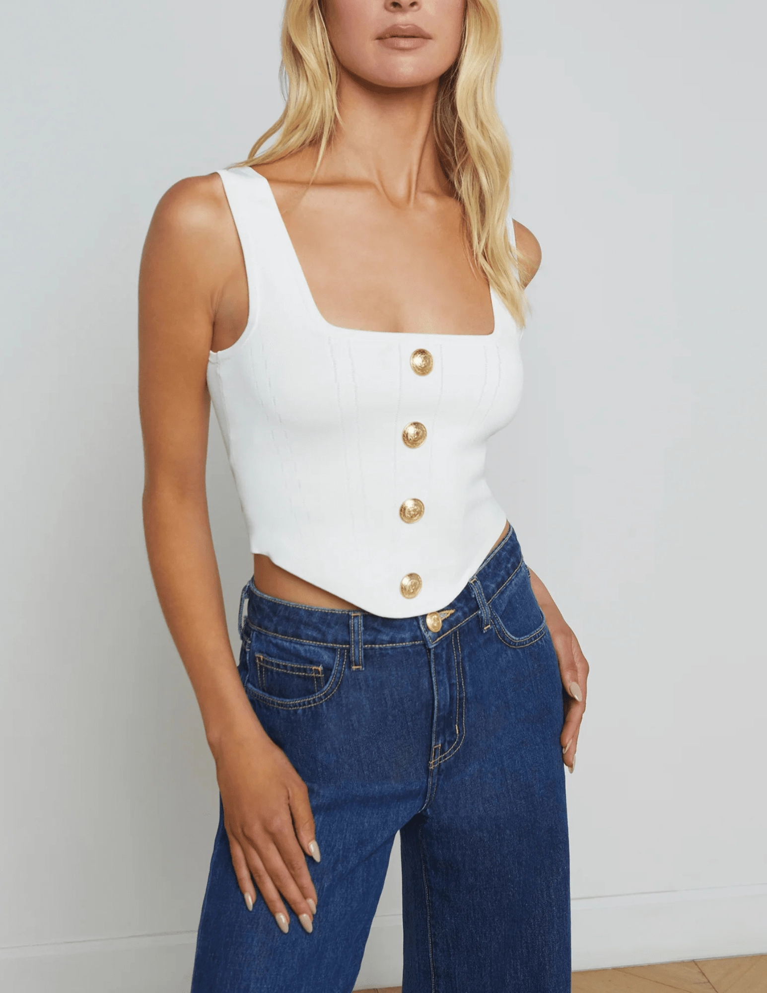 Snag Resistant Fabric L'Agence Saga Square Neck Bustier Top