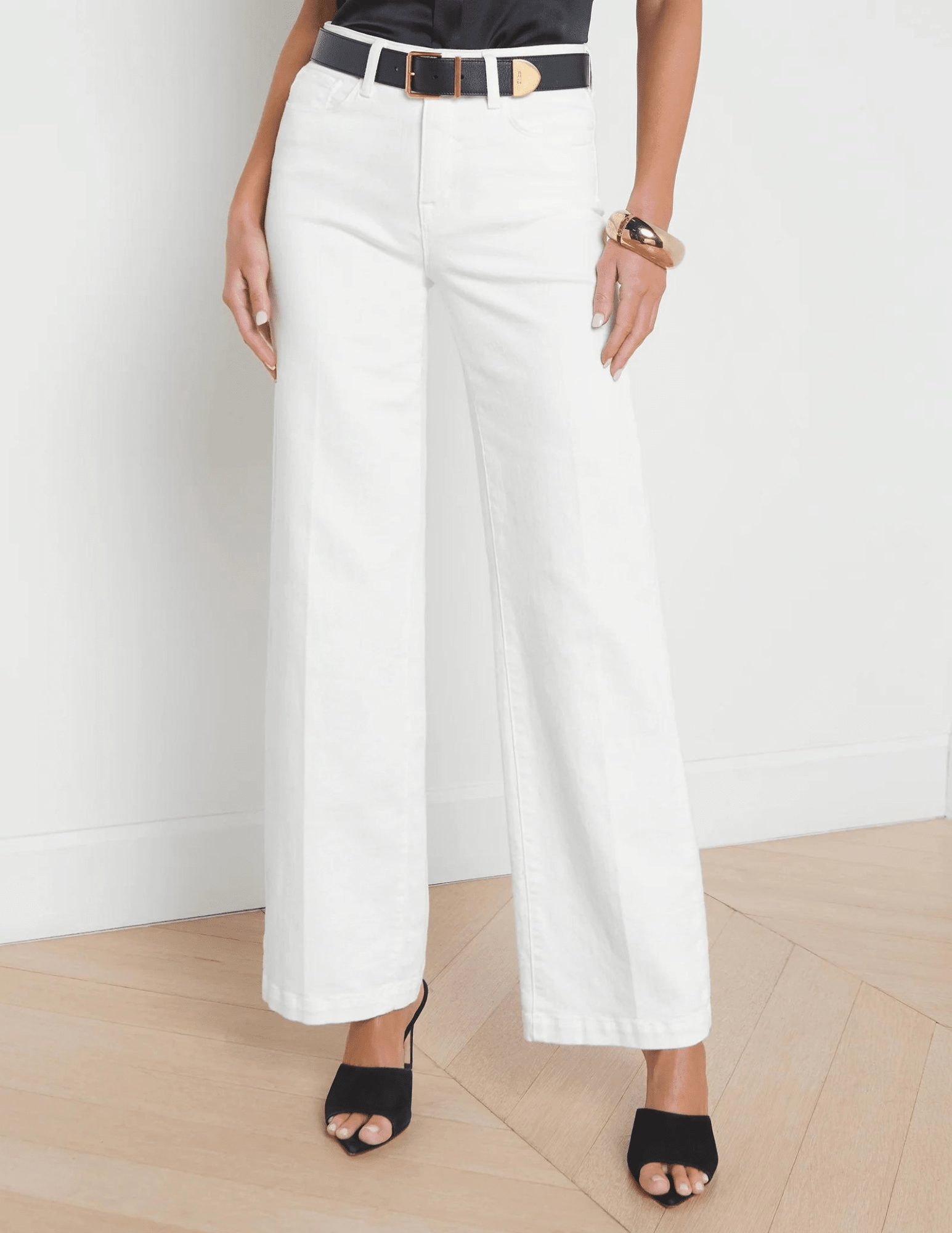 L??AGENCE Scottie High Rise Wide Leg Jeans In Blanc Shopping Day Outdoor Enthusiast
