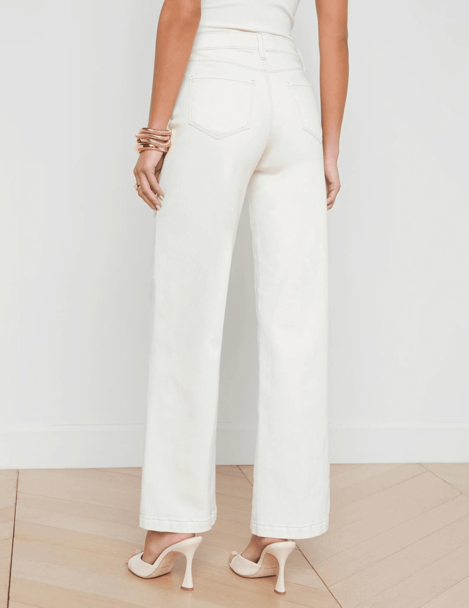 Non Restrictive Cut L??AGENCE Scottie High Rise Wide Leg Jeans In Macadamia