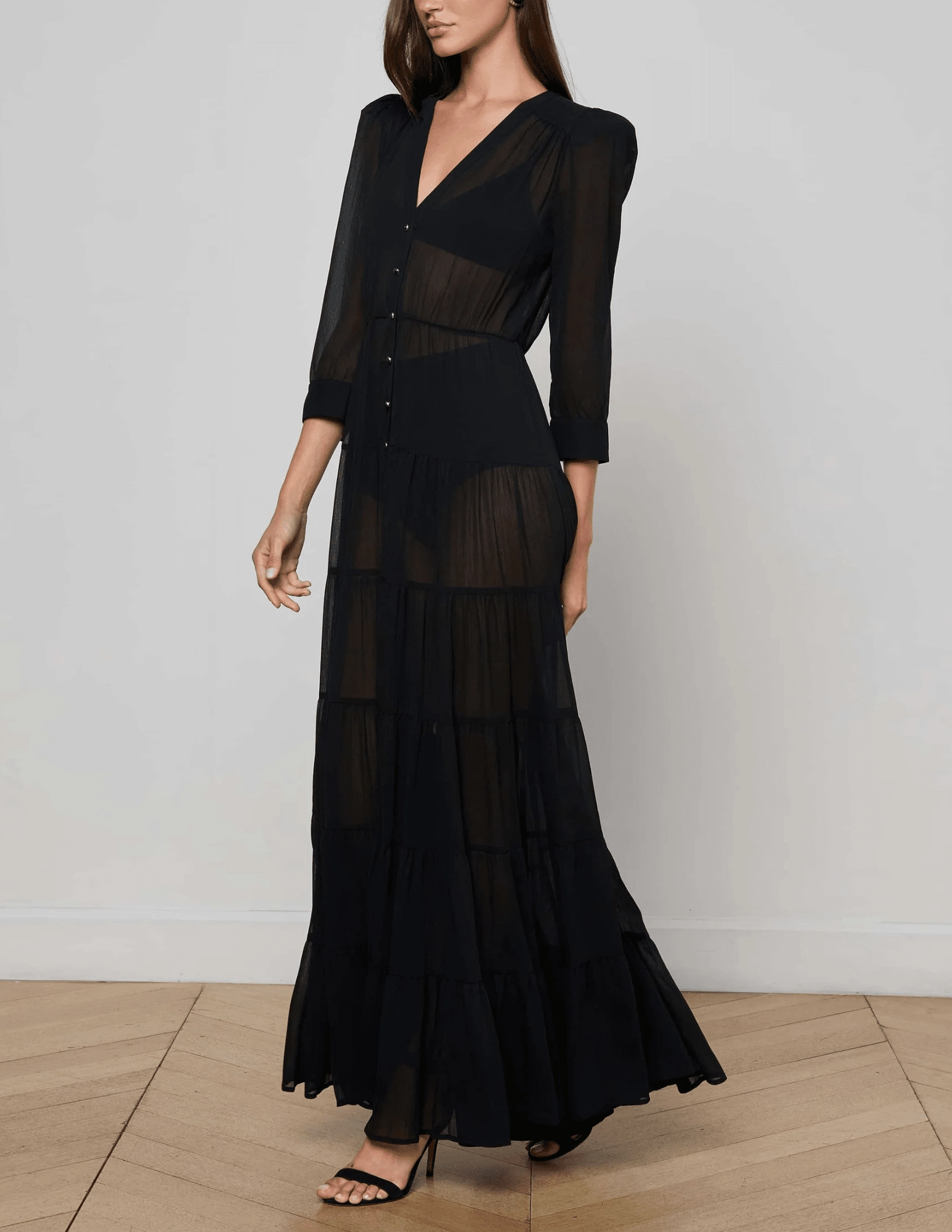 Gemstone-Detail L'AGENCE Seraphina Tiered Maxi Dress