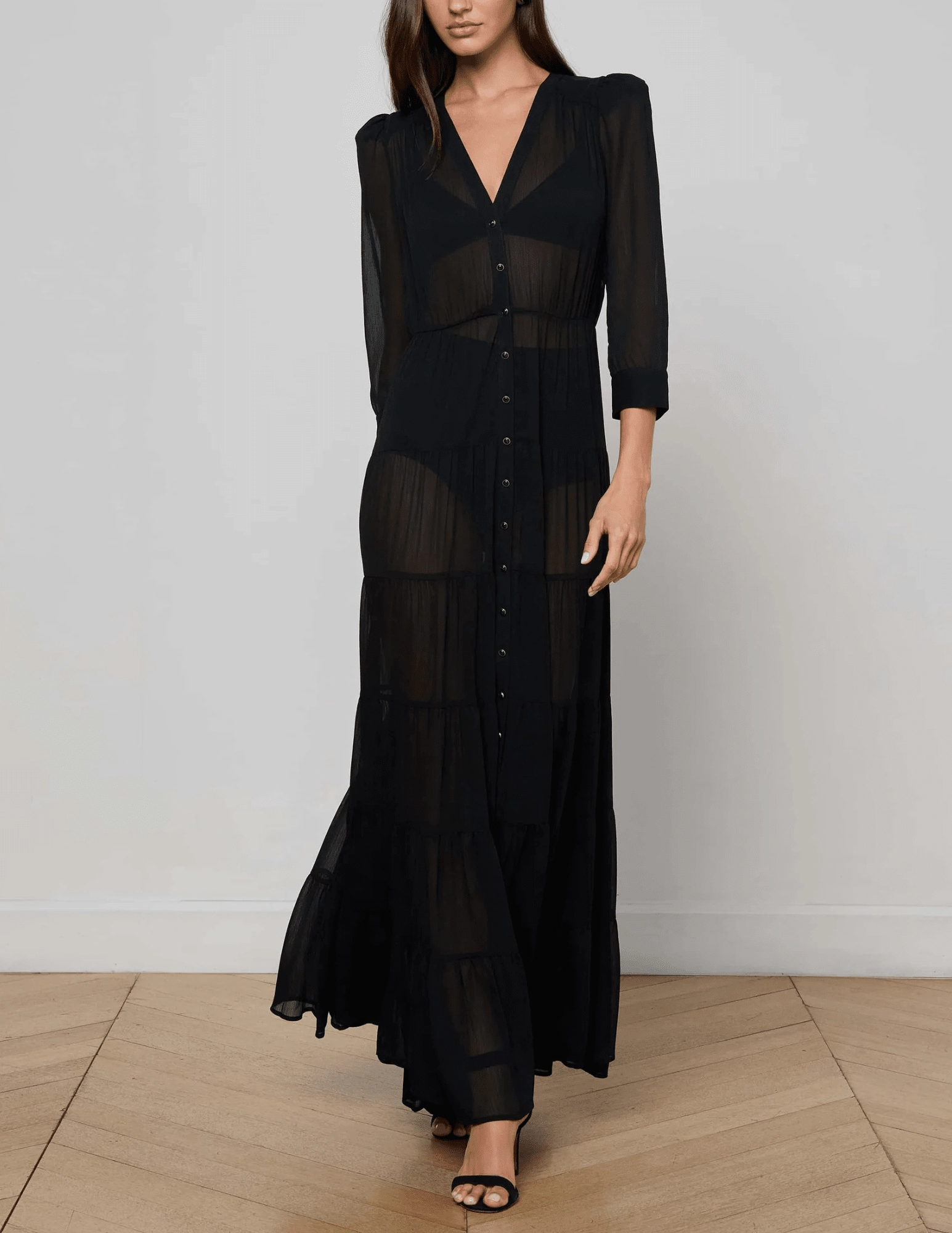L'AGENCE Seraphina Tiered Maxi Dress Classic Fit
