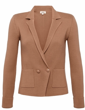Mid Length Design Ventilated Back Panel L'AGENCE Sofia Knit Blazer in Ginger Snap
