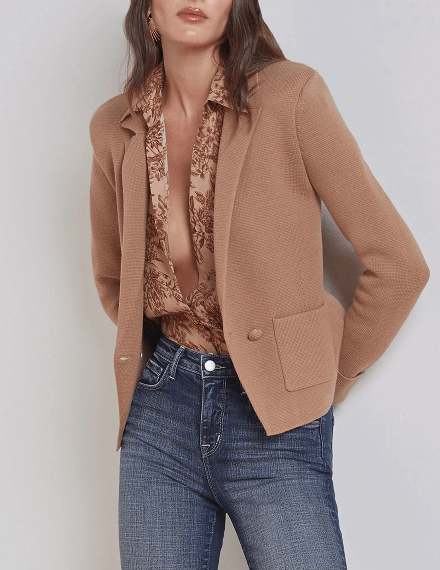 L'AGENCE Sofia Knit Blazer in Ginger Snap wrinkle free Soft Stretch