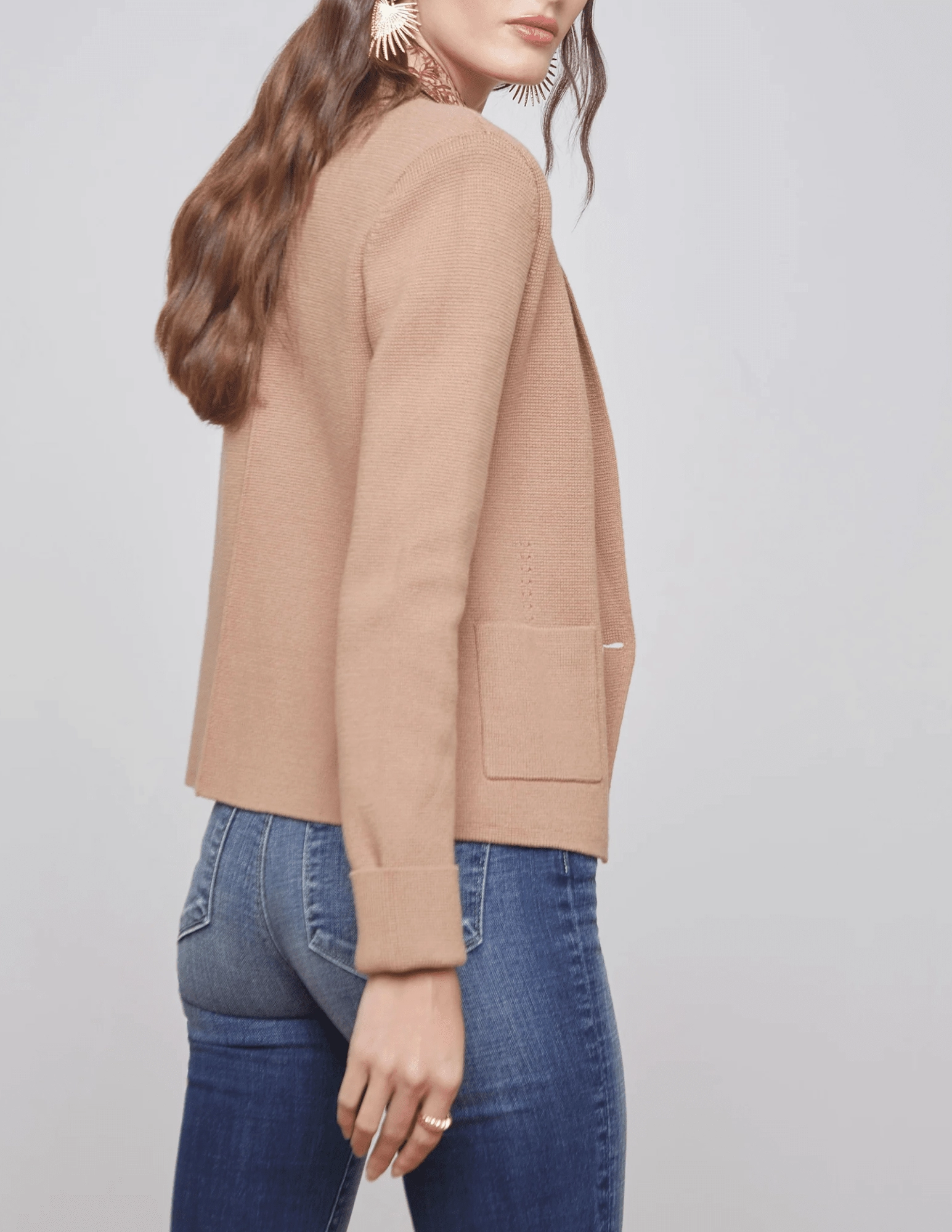 L'AGENCE Sofia Knit Blazer in Ginger Snap HeatReflectiveLining Soft Touch