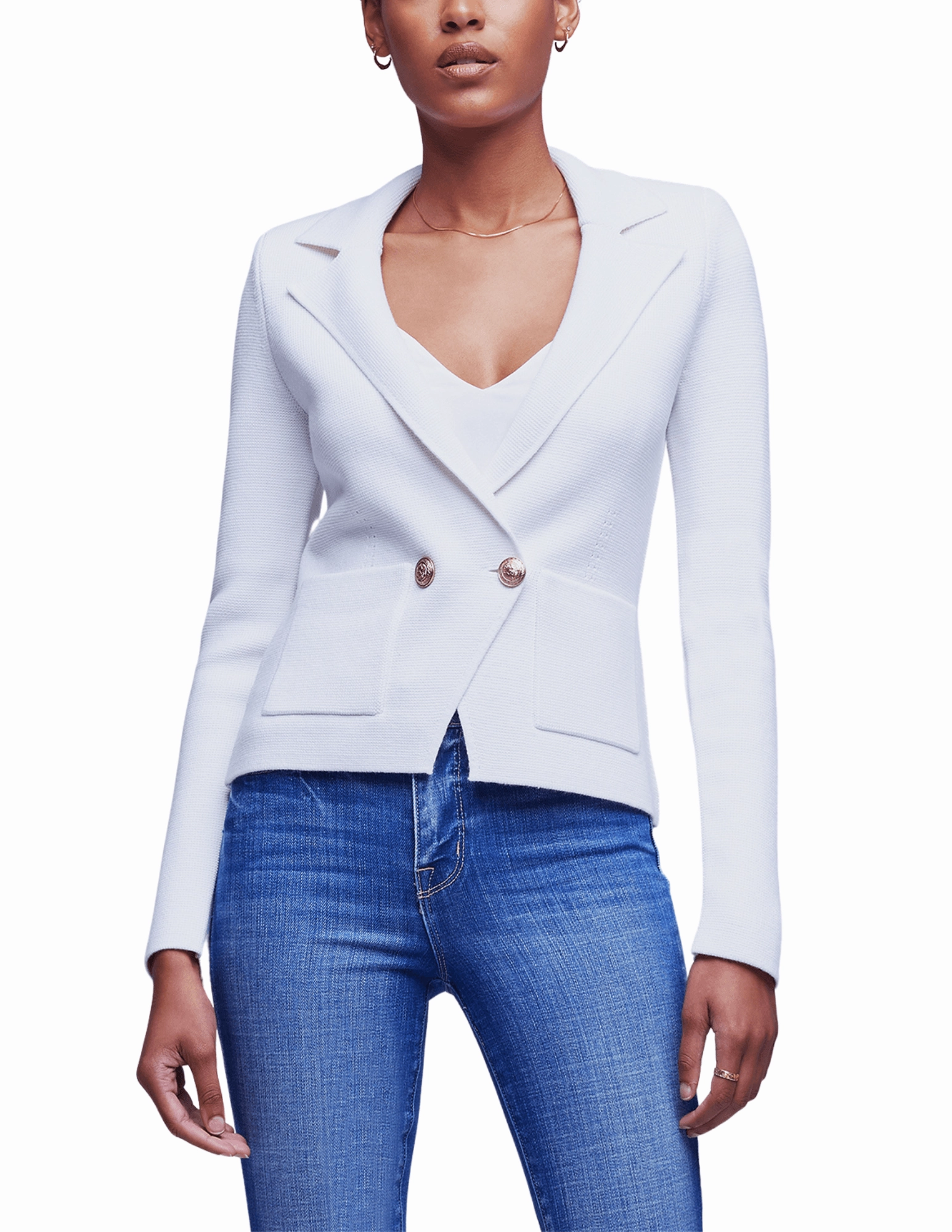 Flexible Shoulder Headphone Hole L'Agence Sofia Knit Blazer