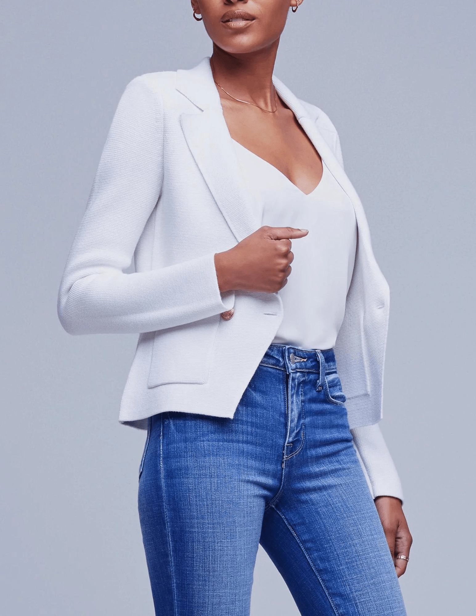 L'Agence Sofia Knit Blazer DoubleLayeredFabric Layering Comfort