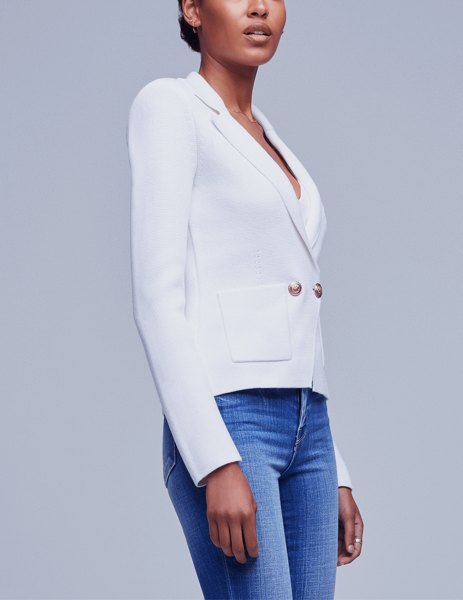 Cold Weather Gear Fleece Lined Interior L'Agence Sofia Knit Blazer