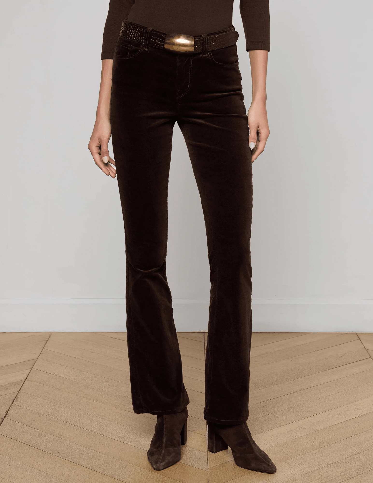 L'AGENCE Stevie Velvet Jeans in Coffee Bean Functional Layer