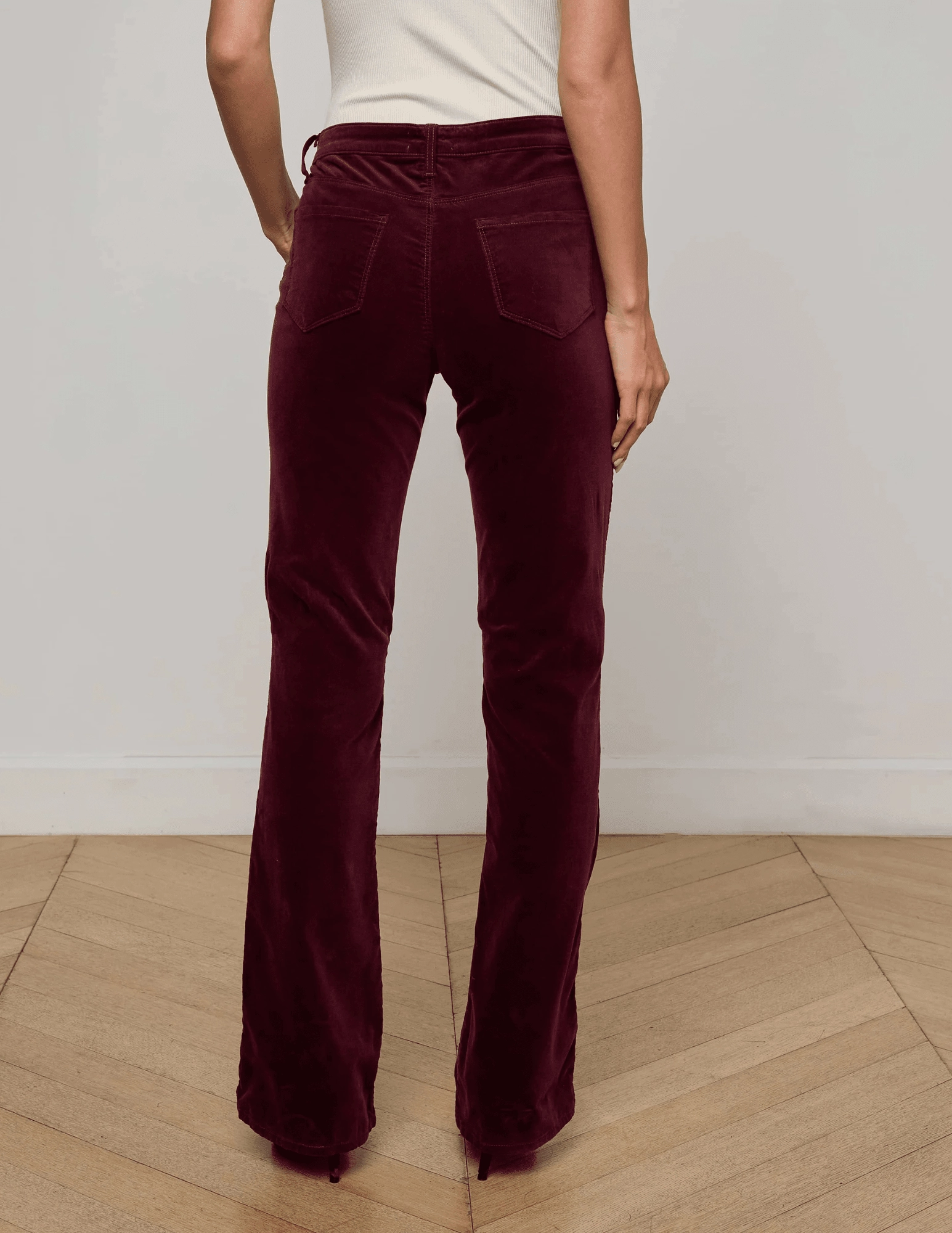 L'AGENCE Stevie Velvet Jeans in Dark Port Morning Stroll Stretch Smart Look