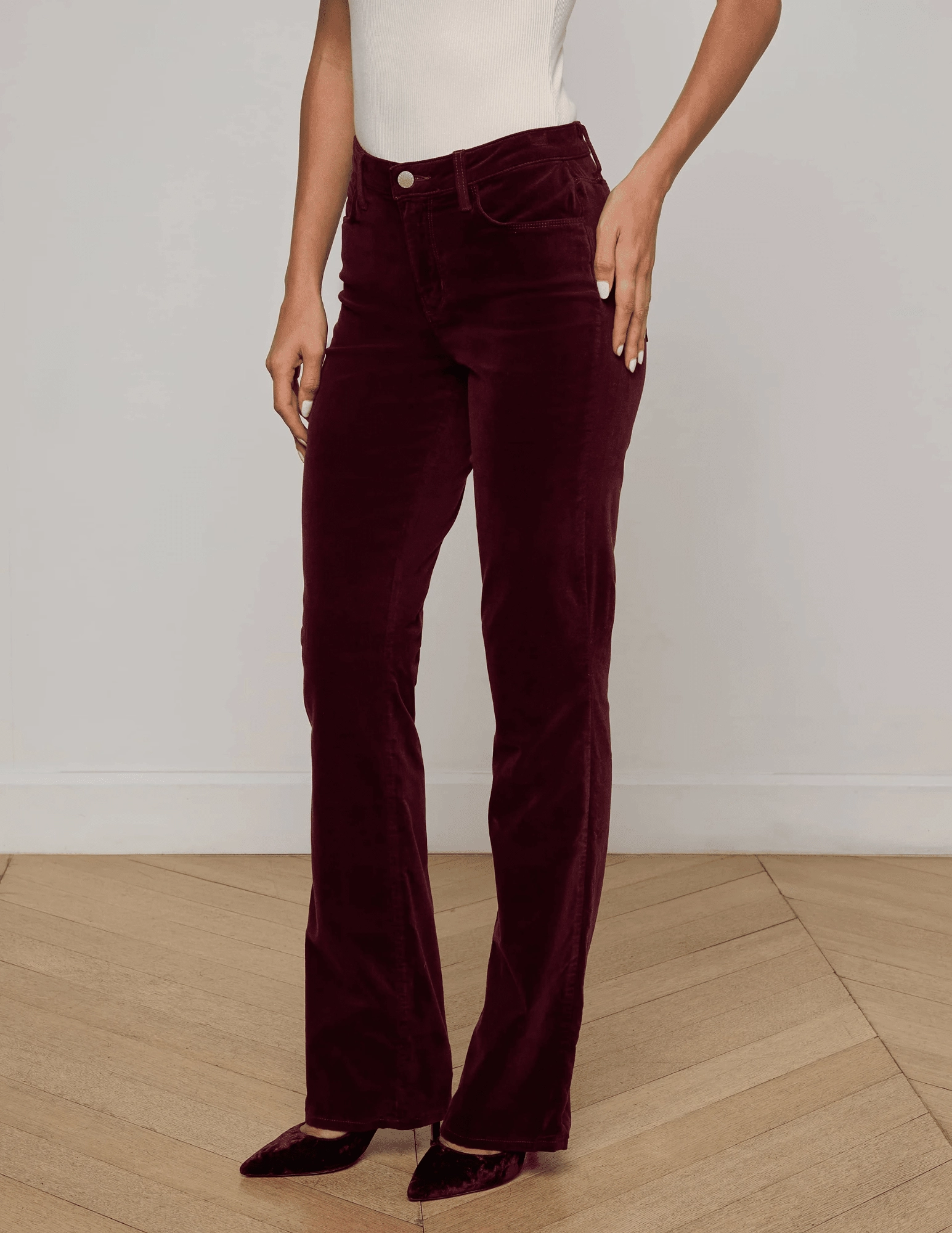 L'AGENCE Stevie Velvet Jeans in Dark Port BreathableLining