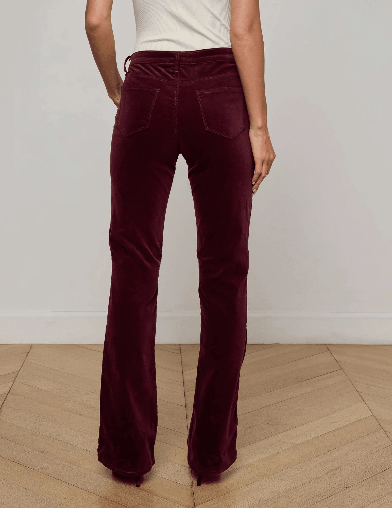 Refined Detail Outdoor Adventure Earthy L'AGENCE Stevie Velvet Jeans in Dark Port