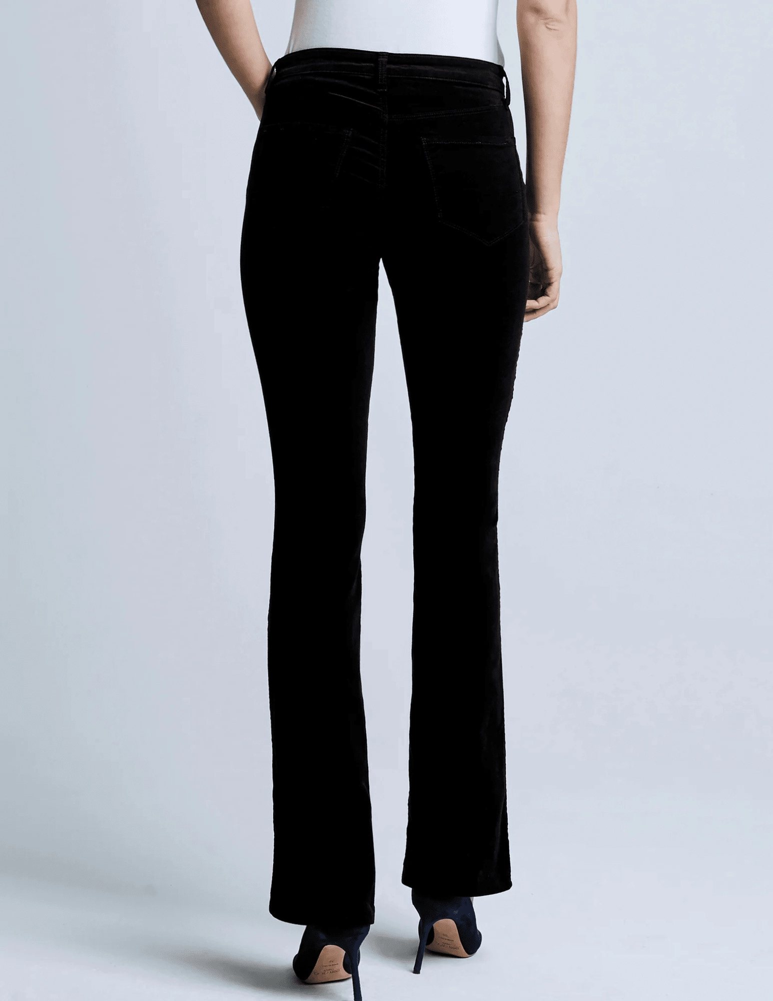 L'Agence Stevie Velvet Jeans in Noir Modern Edge Cozy Stretch