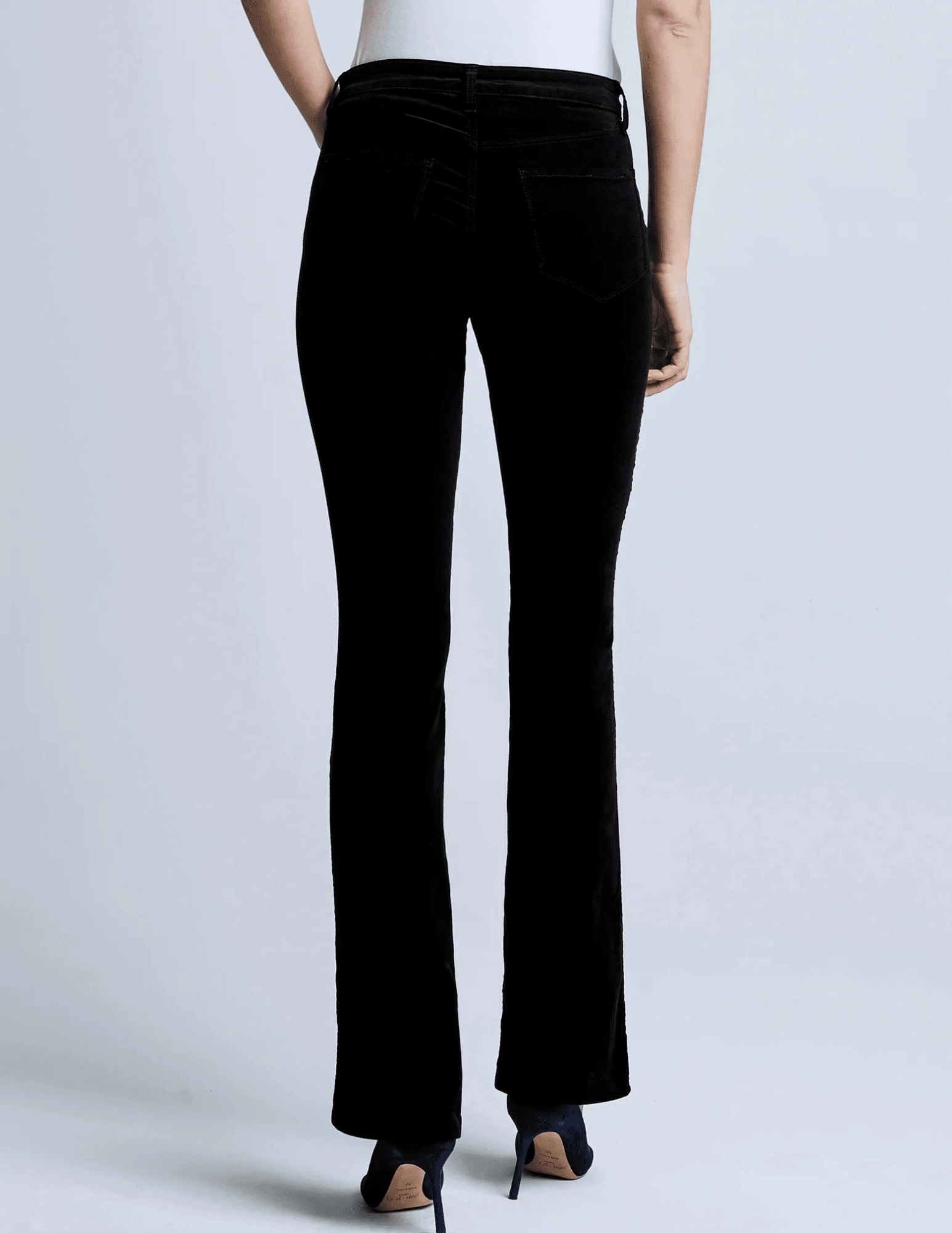 Modern Minimalist Rainy Day Durable Construction L'Agence Stevie Velvet Jeans in Noir