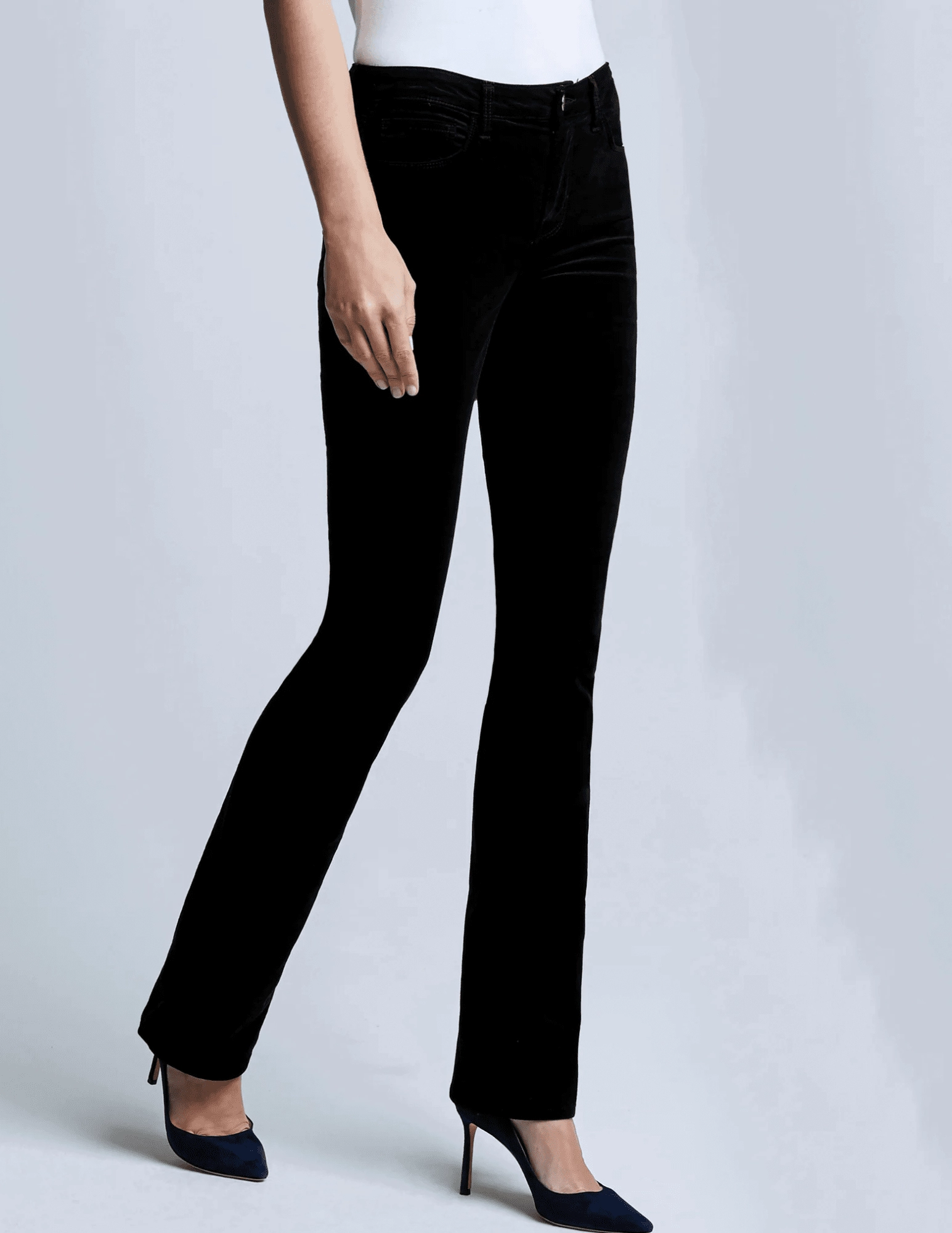 Durable Summer Vibes L'Agence Stevie Velvet Jeans in Noir