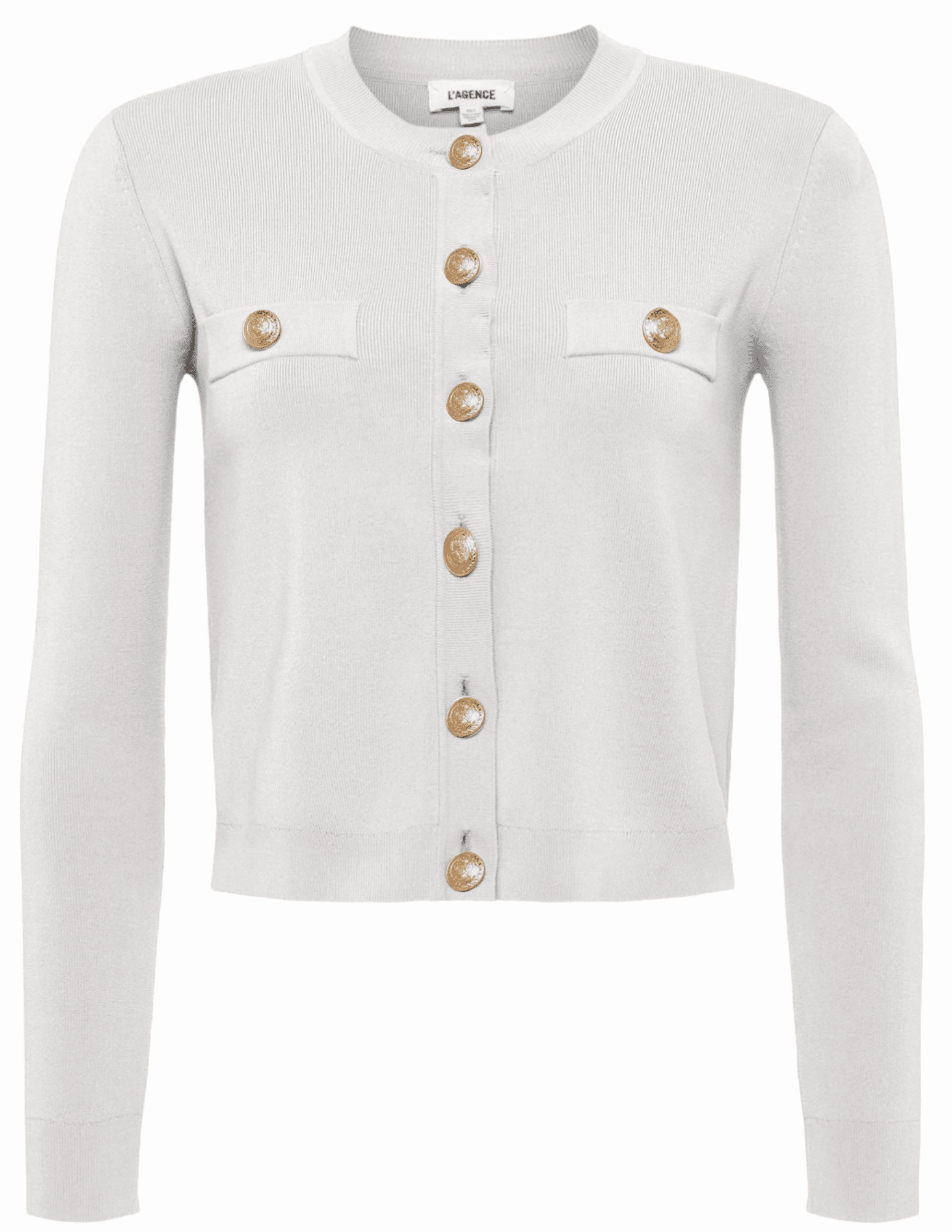 L'Agence Toulouse Cropped Crew Neck Cardigan in Ivory Simple Comfort Wear City Vibe