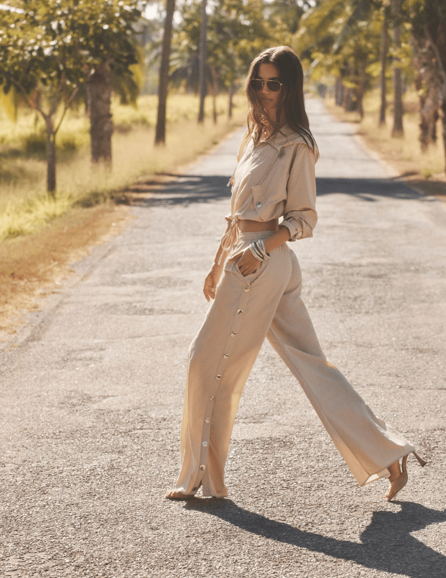 windproof L'Agence Valkyrie Wide Leg Snap Pants