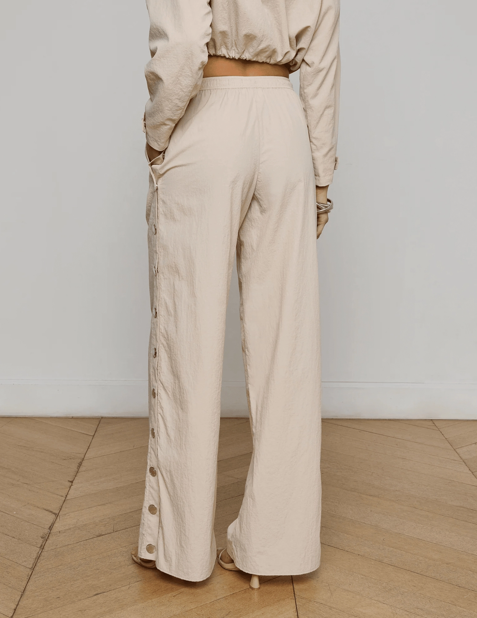 L'Agence Valkyrie Wide Leg Snap Pants LightweightComfort Distressed finish