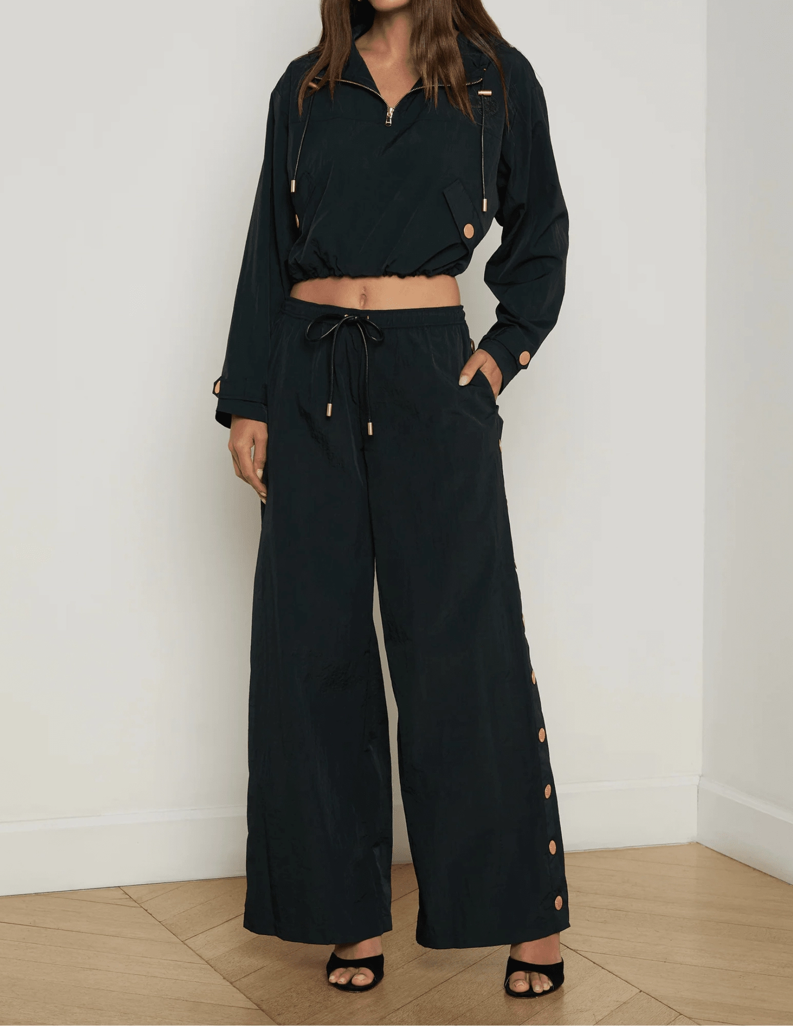 L'AGENCE Valkyrie Wide Leg Snap Pants Flexible Design