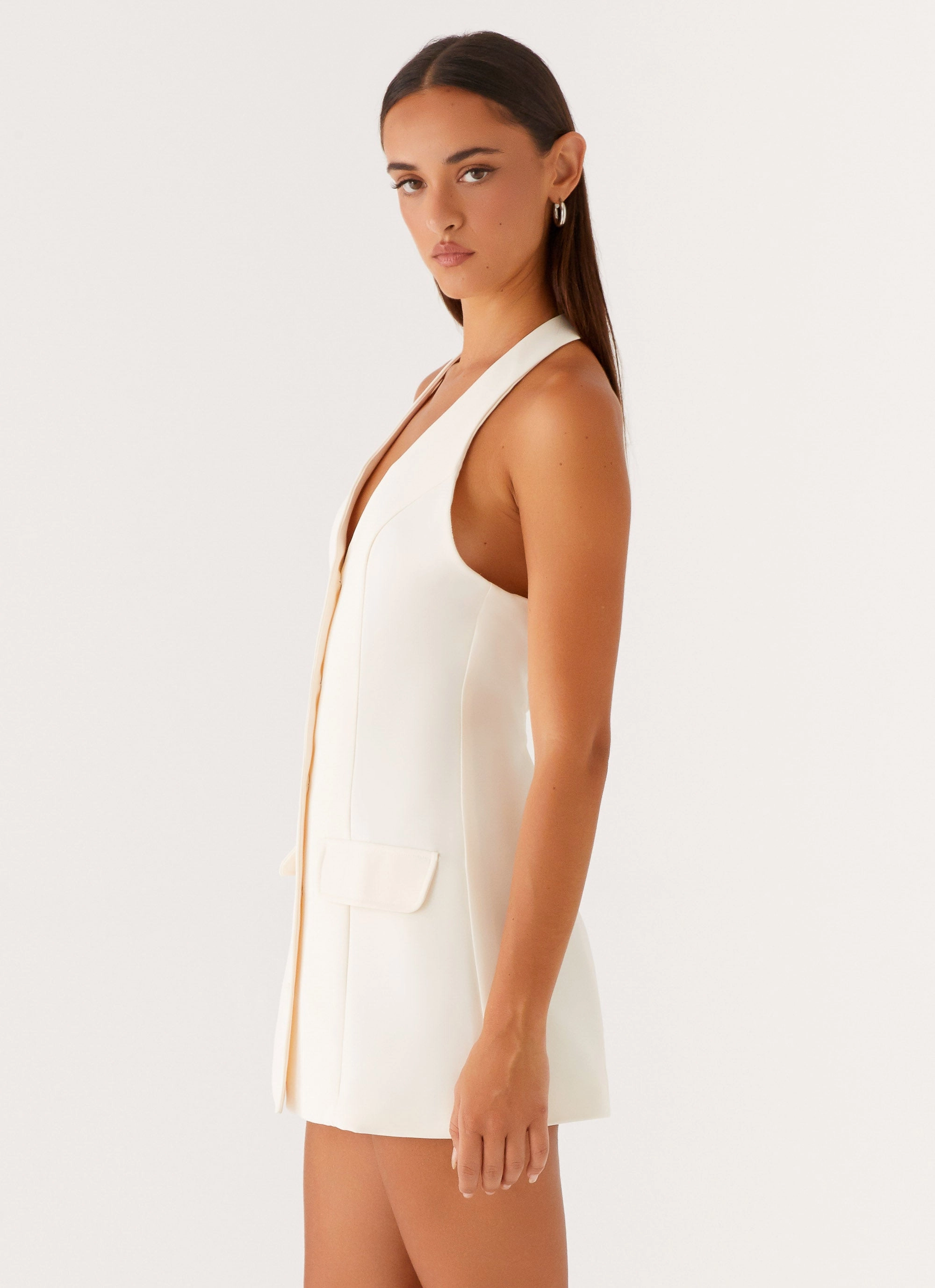Mid Season Mira Halter Neck Mini Dress - Ivory