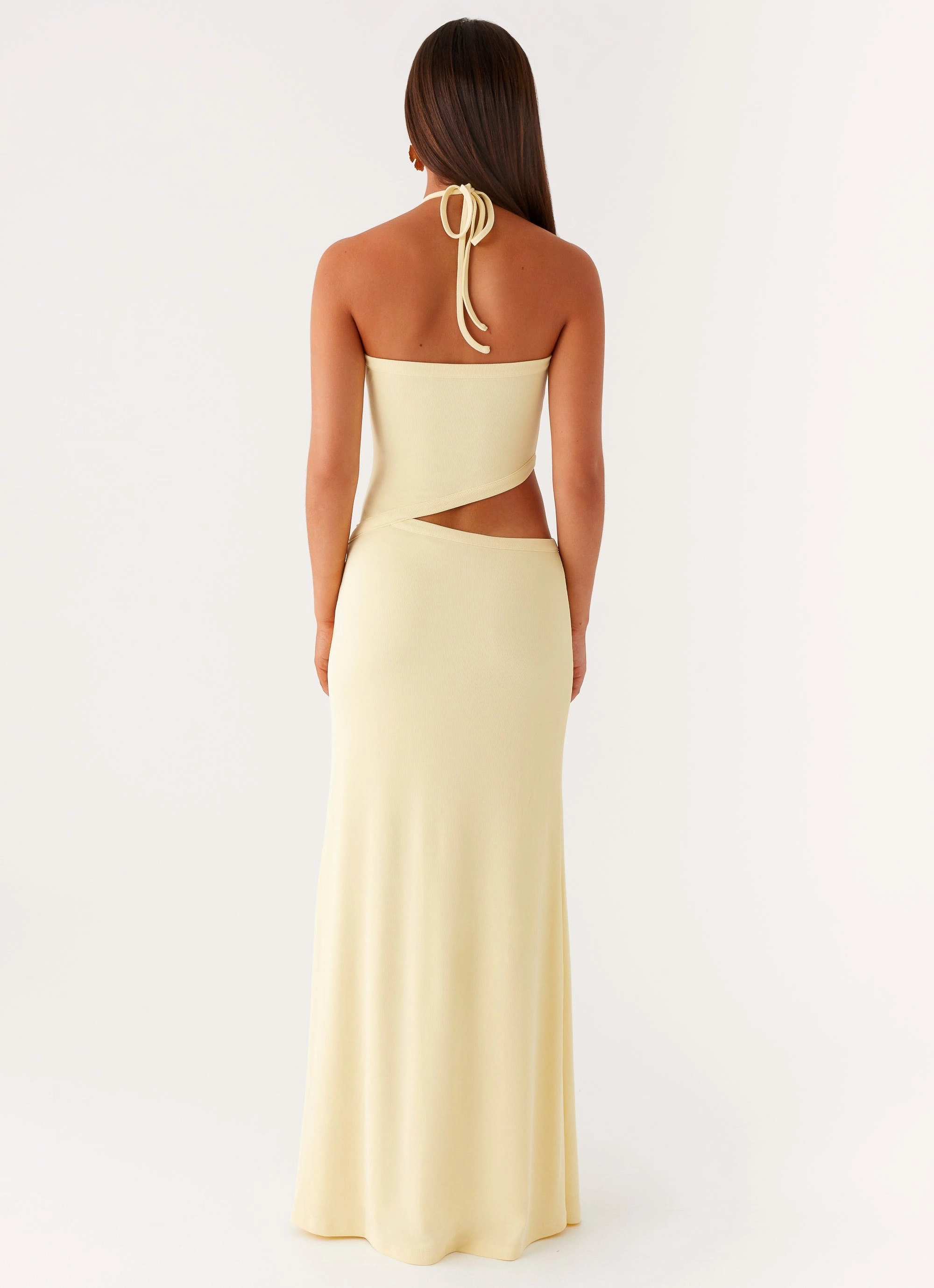 Open Back Lanah Cut Out Maxi Dress - Yellow