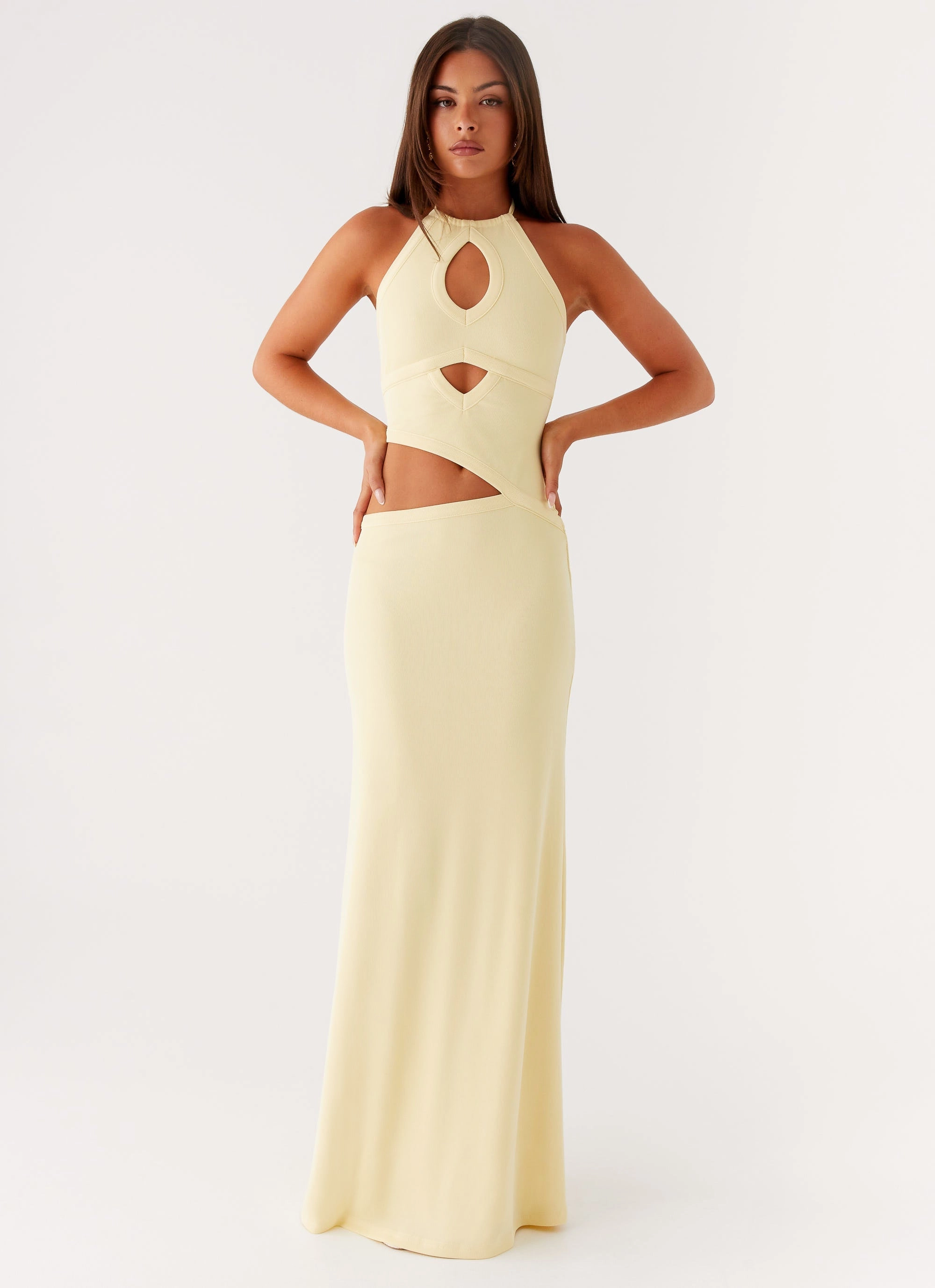 Soft Layering Classic structured dress Lanah Cut Out Maxi Dress - Yellow
