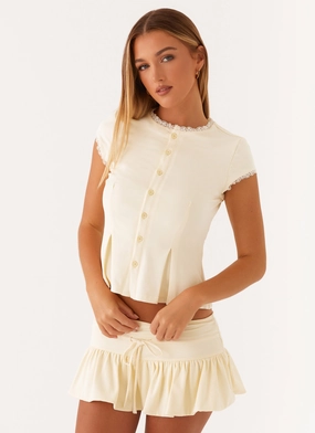 SeamlessSidePanels Formal Blouse Landon Button Up Top - Lemon