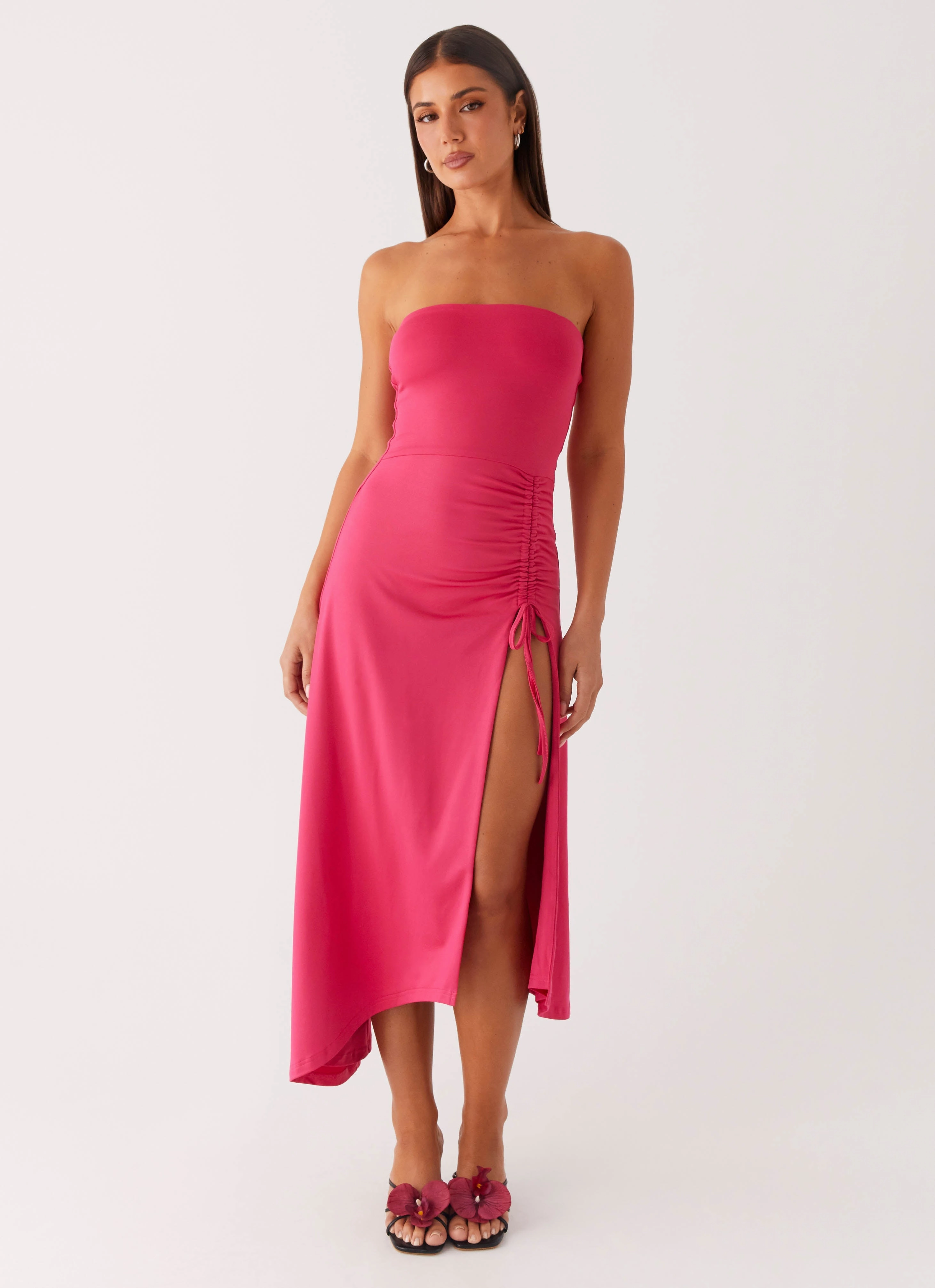 Laoise Midi Dress - Hot Pink Vintage Style Low Key