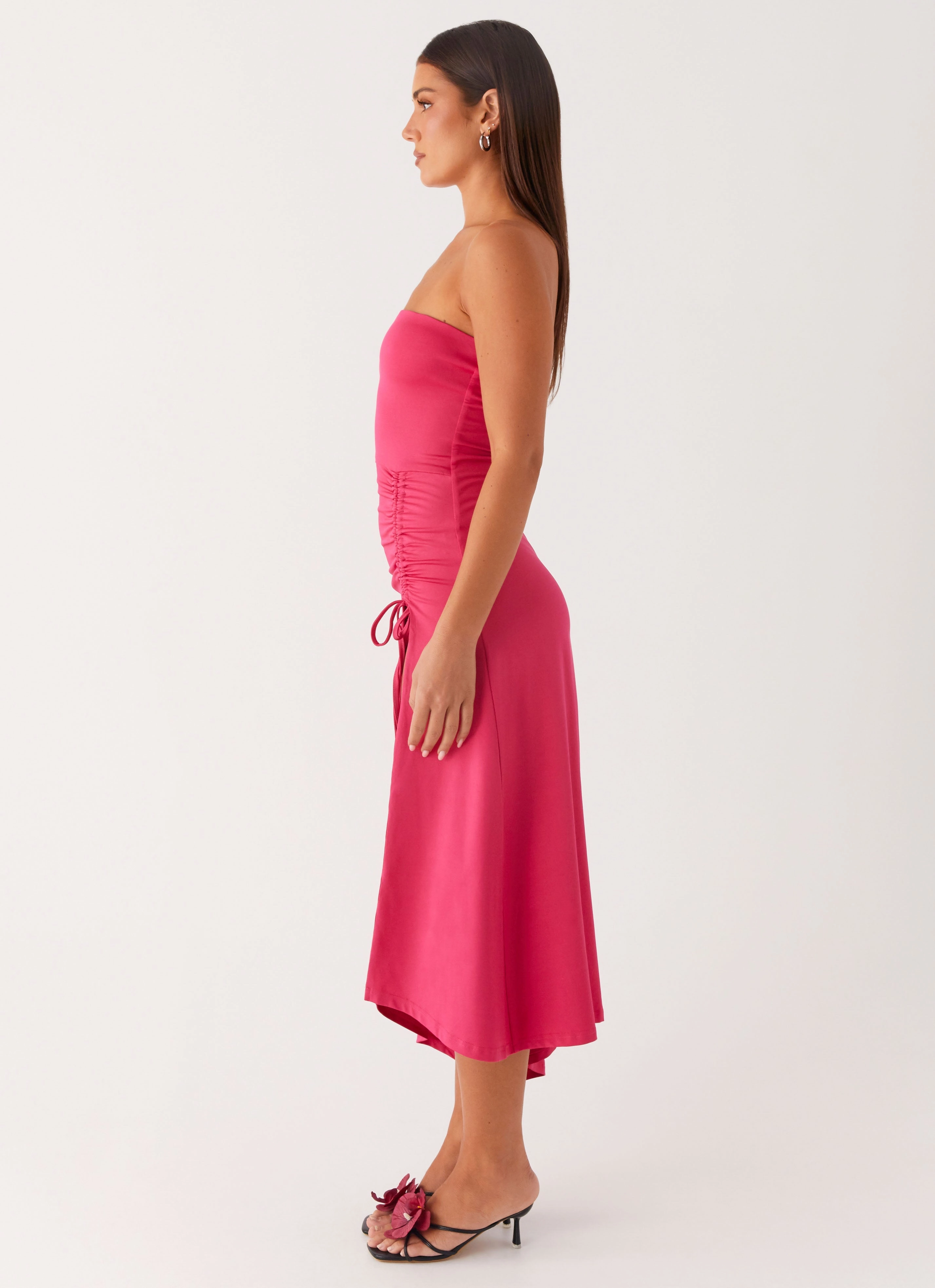 Silky Movement WrinkleResistantFinish Laoise Midi Dress - Hot Pink