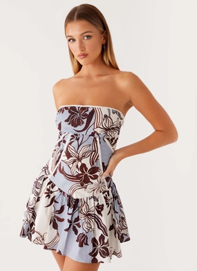 Larnie Linen Mini Dress - Bluewood Blossom Perfect Style Wear