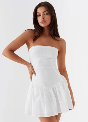 Larnie Linen Mini Dress - White Balanced feel