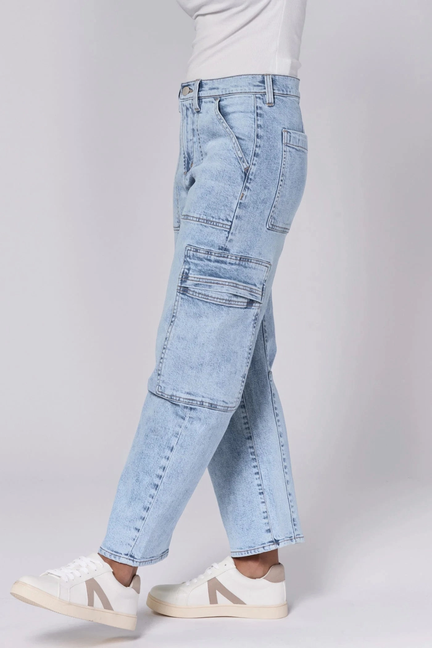 Lasso High Rise Cropped Jeans - Tejano Blue Comfort waistband