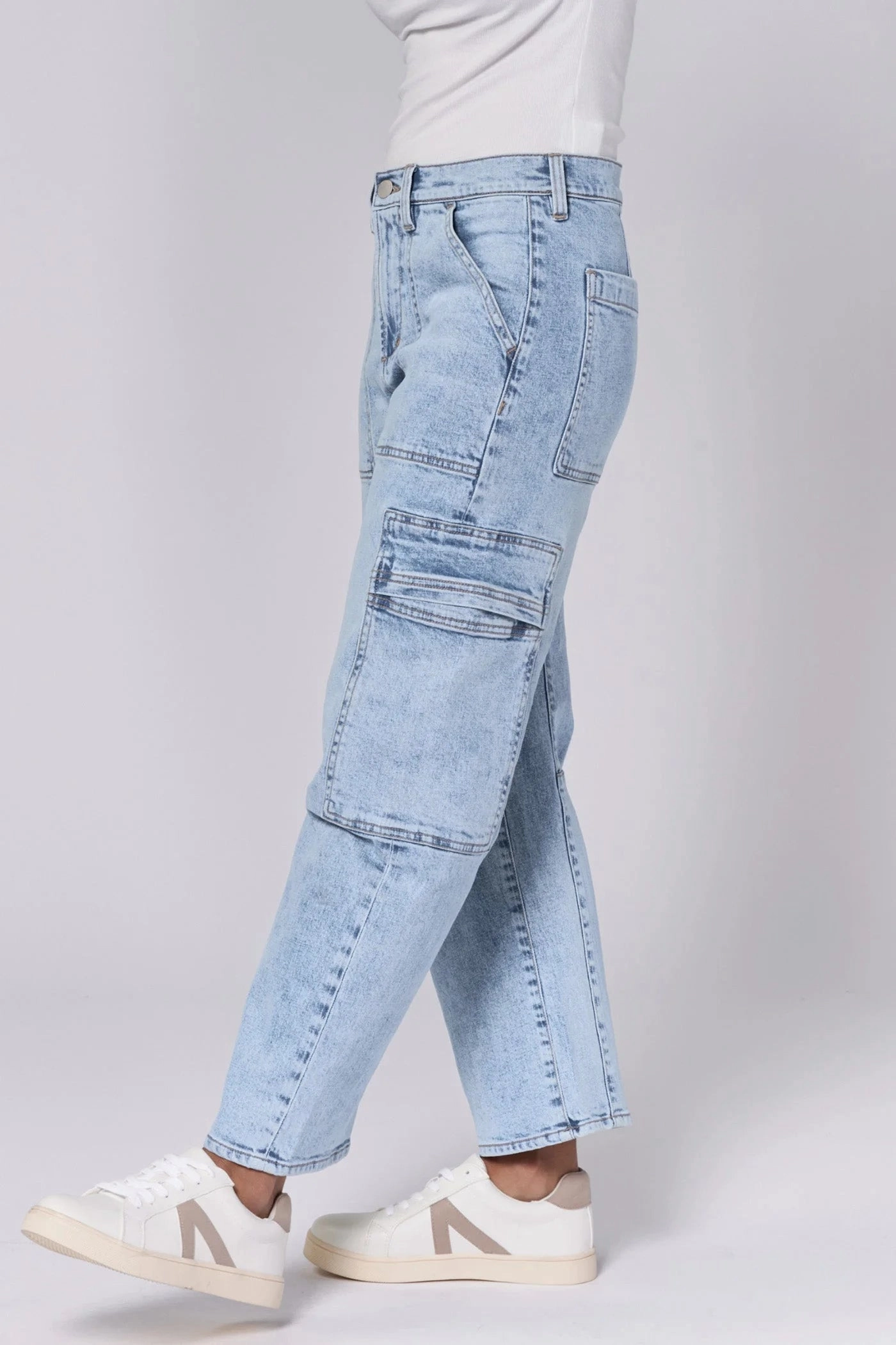 Cool and Breezy Lasso High Rise Cropped Jeans - Tejano Blue