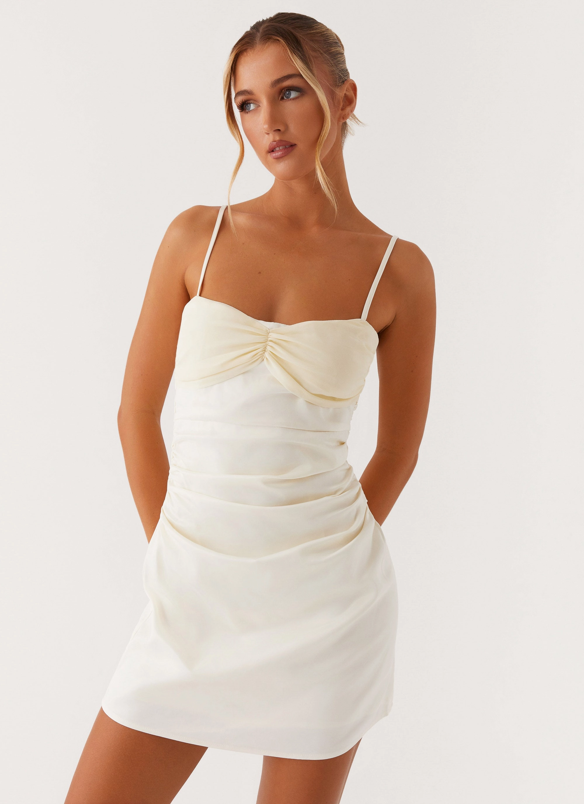 Last Summer Mini Dress - Ivory High-waisted evening piece Smooth Vibes