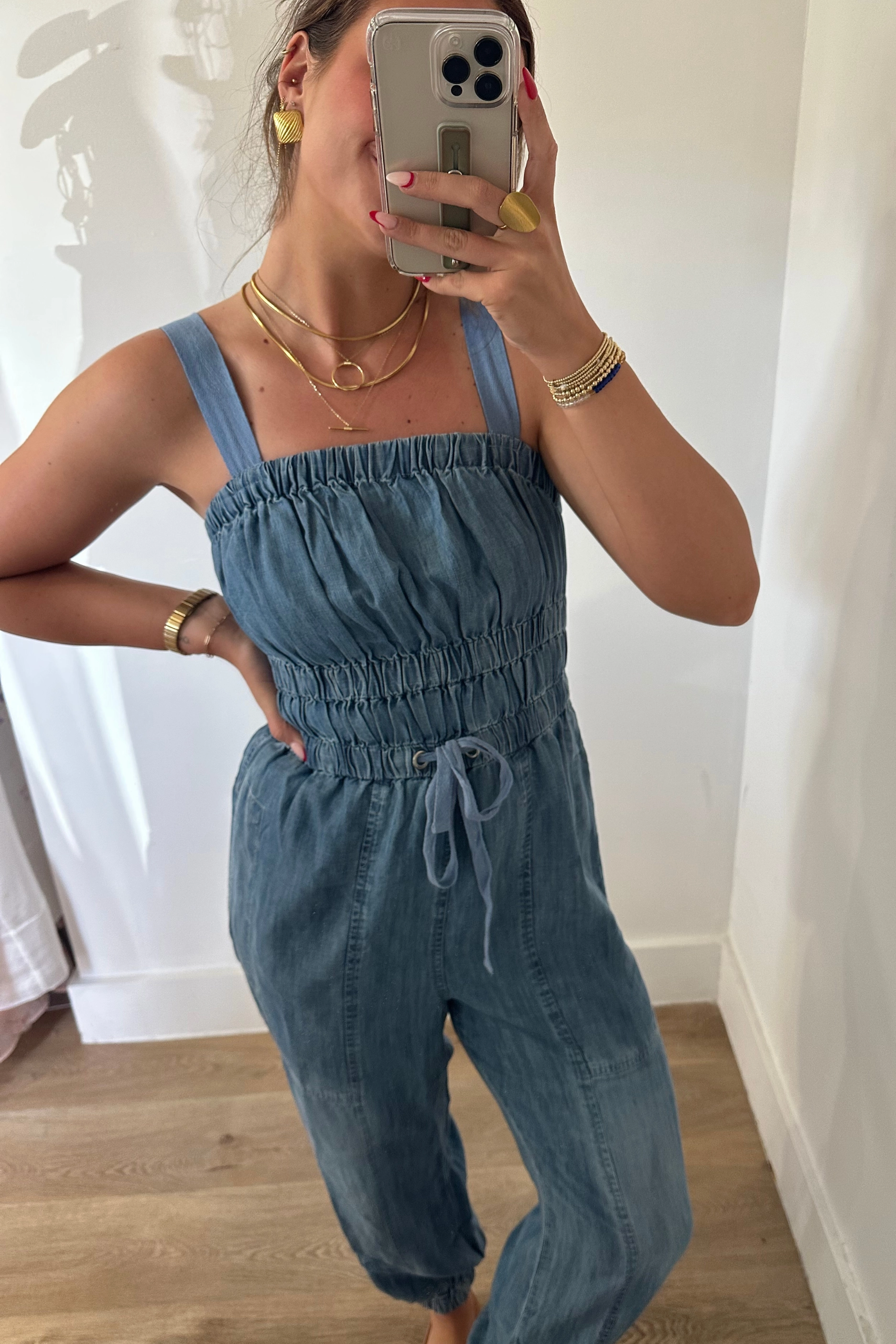 Quick Conversion Hem Lasting Love Denim Jumpsuit - Light Blue