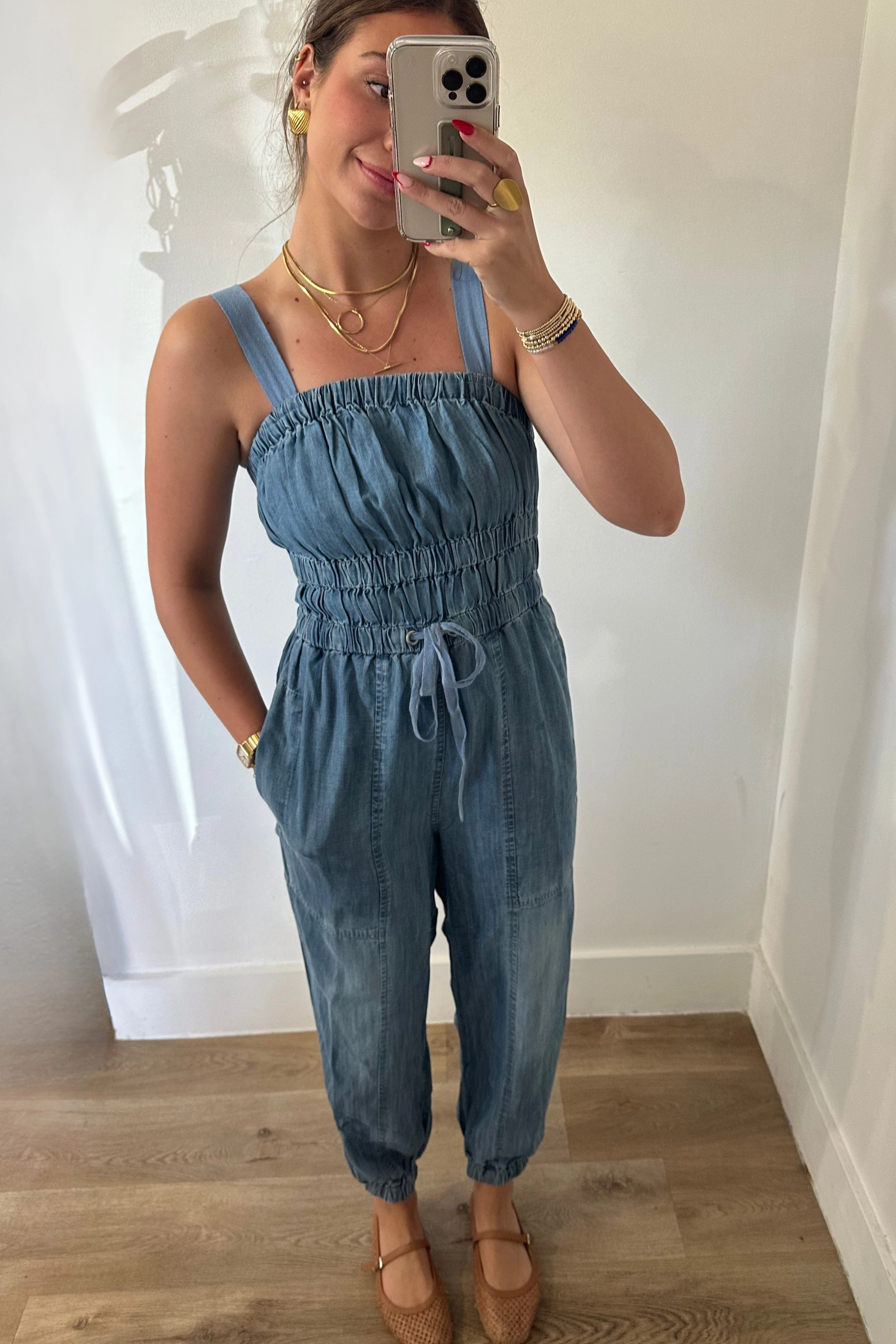 Skinny Fit Lasting Love Denim Jumpsuit - Light Blue