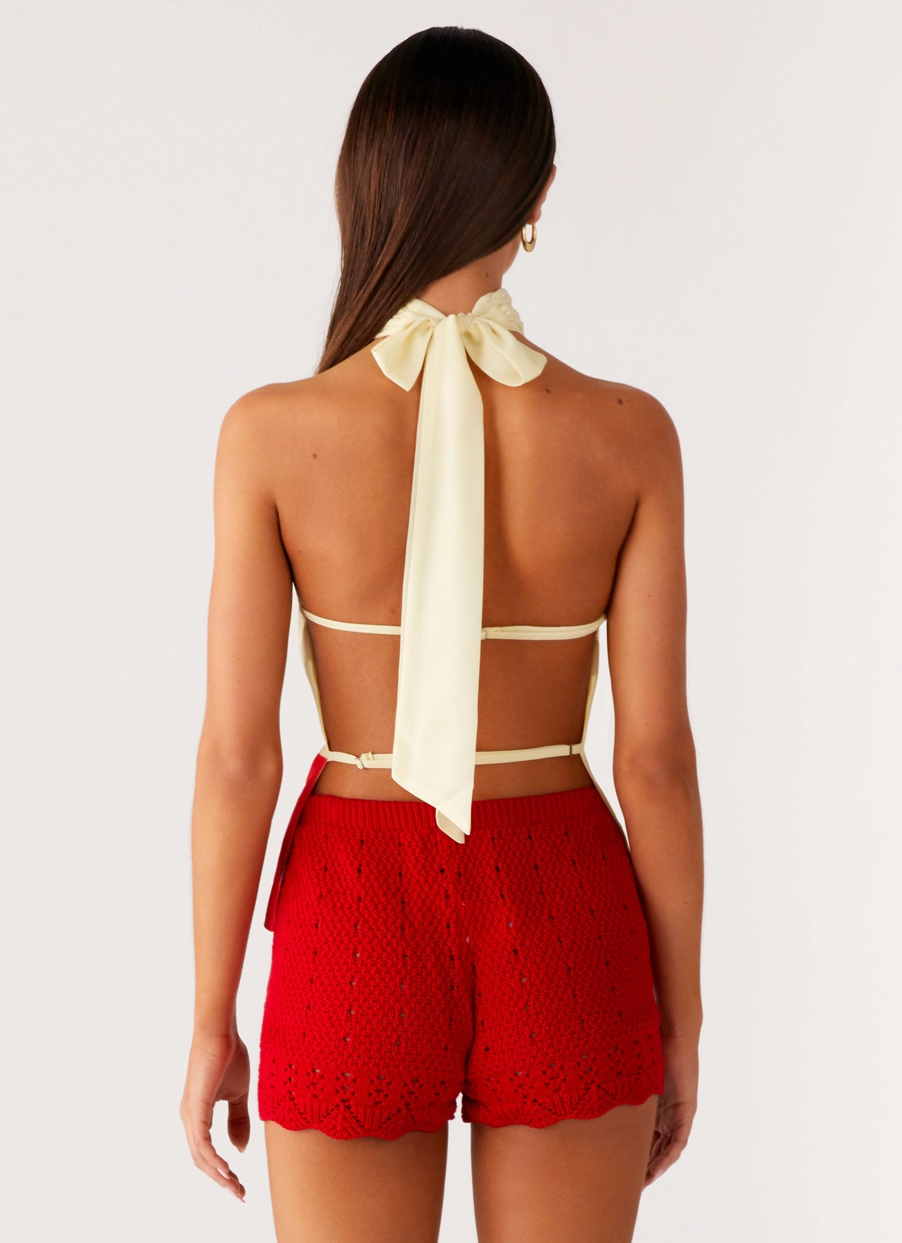 Felicity Halter Top - Scarlet Floral Athletic Look Garment Washed