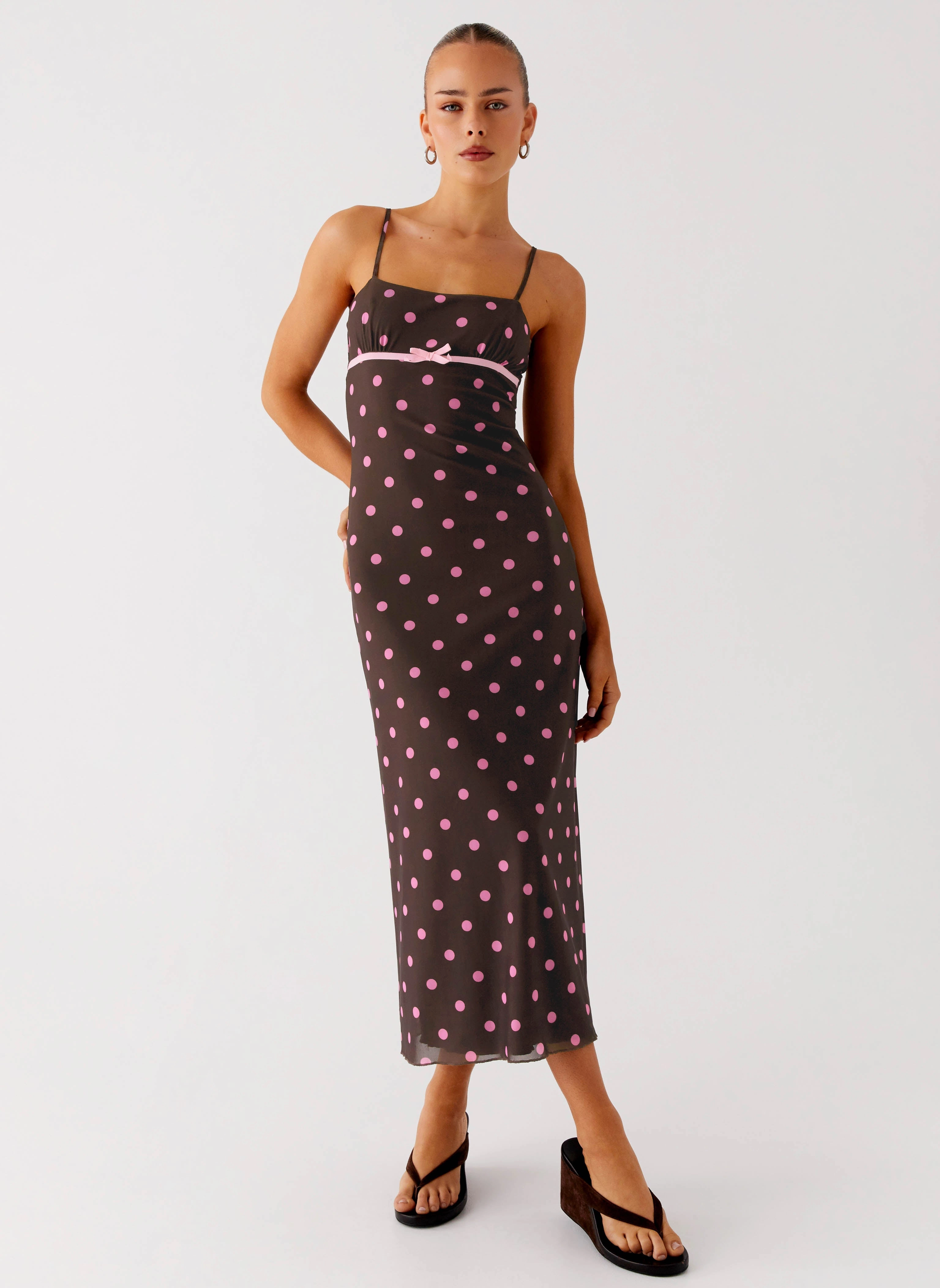 Latto Midi Dress - Chocolate Strawberry Dot Noble Aura Resort Ready
