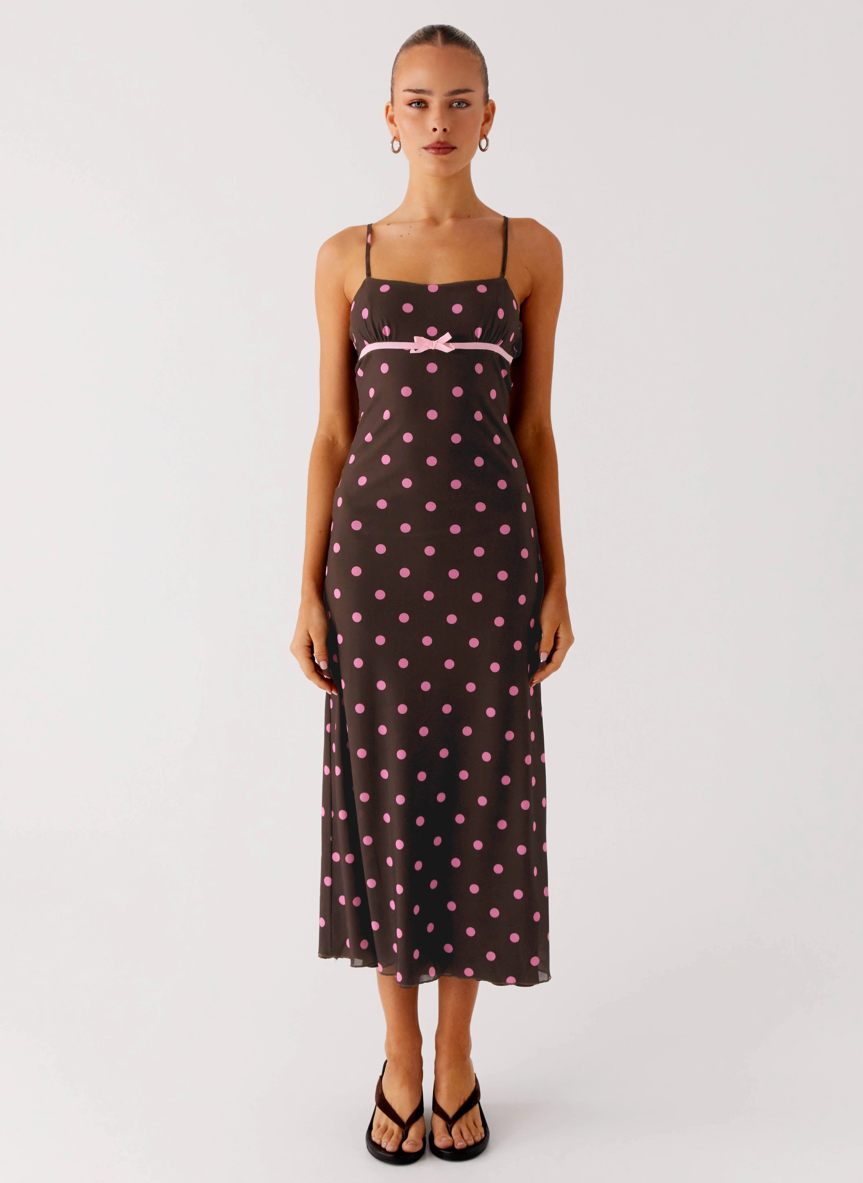 Latto Midi Dress - Chocolate Strawberry Dot Holiday-Party