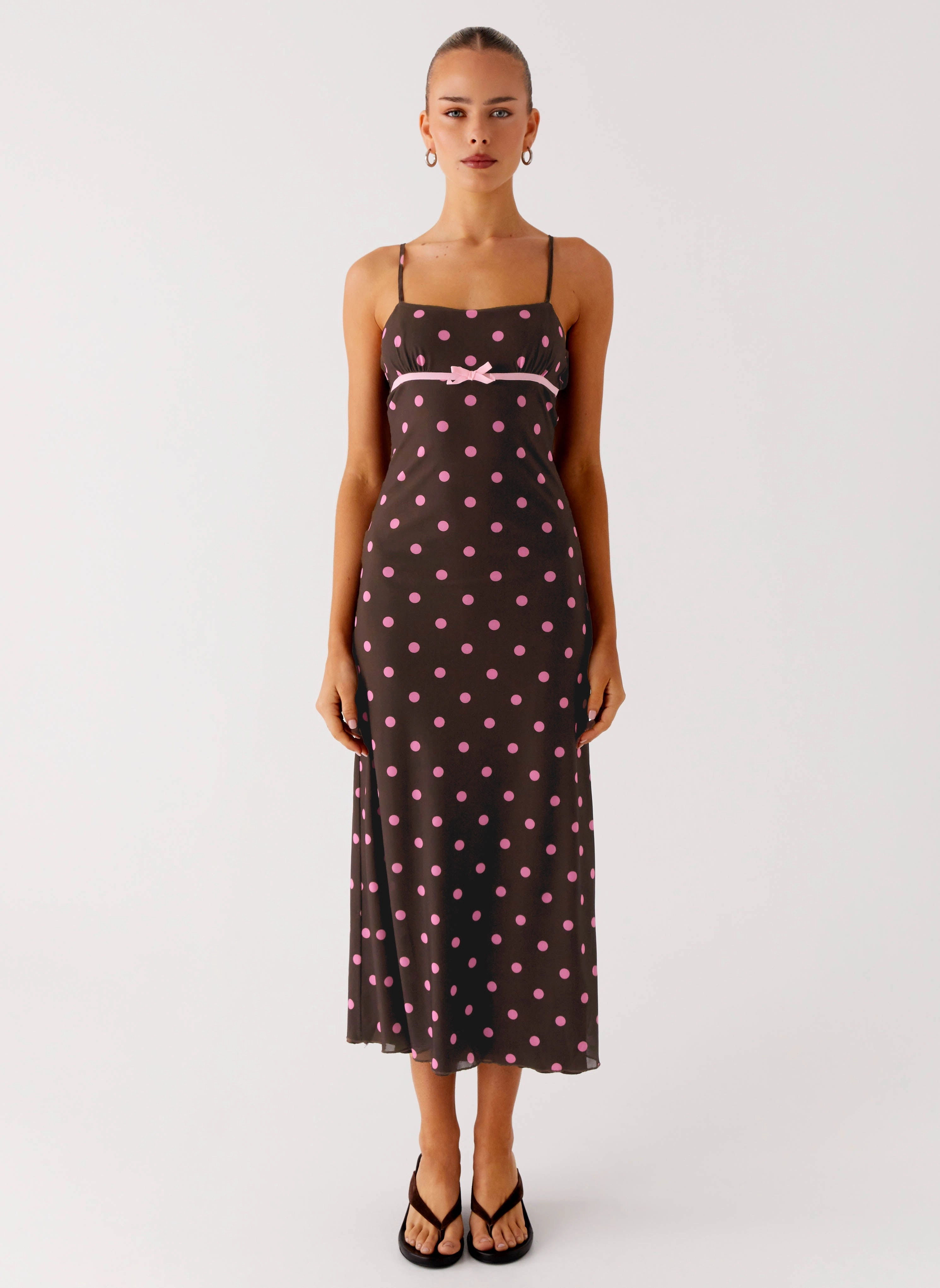 Pure Motion Latto Midi Dress - Chocolate Strawberry Dot