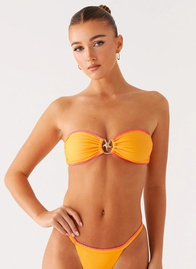 Holiday Must-Have Anti Slip Waistband Laurel Bikini Top - Orange